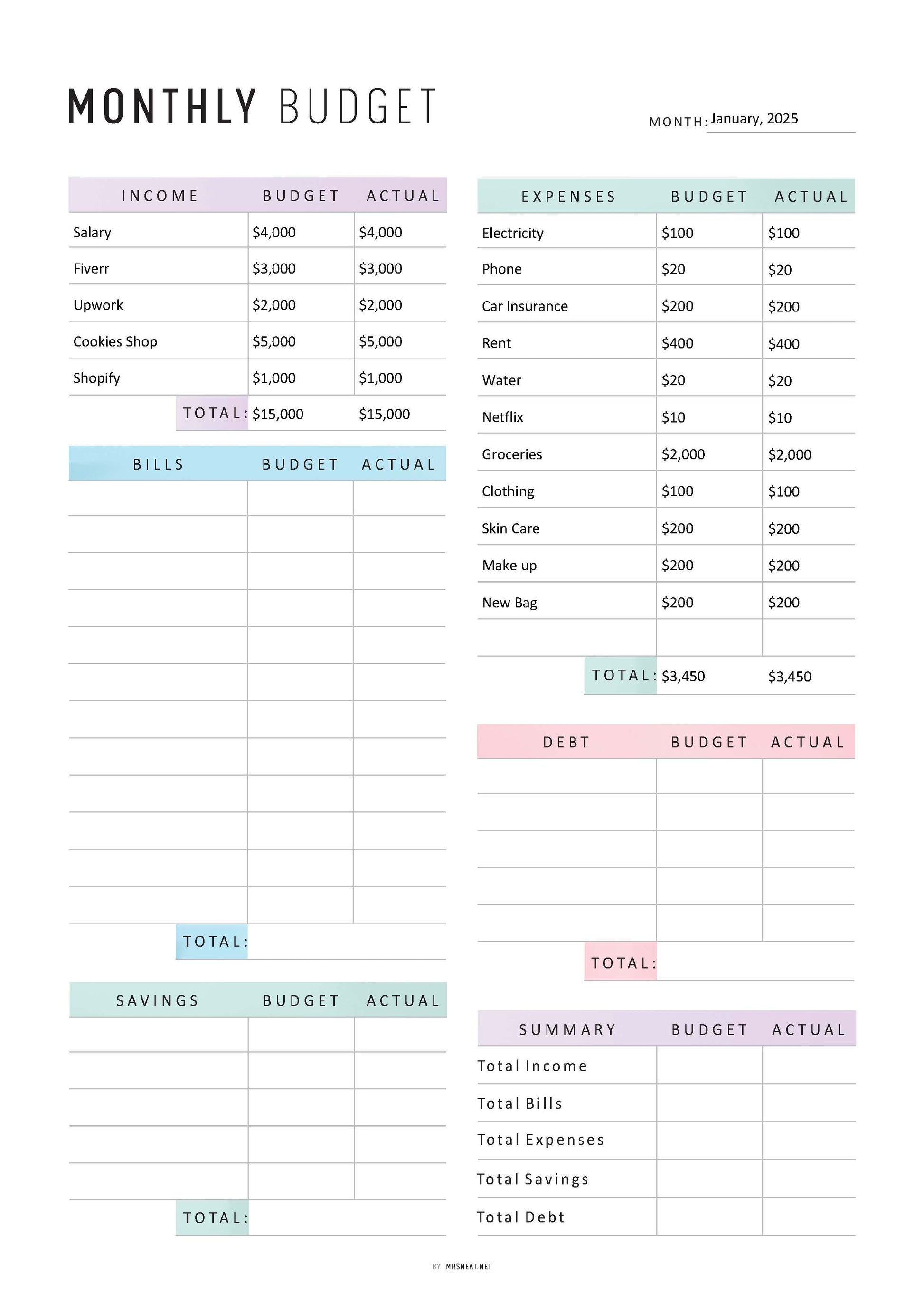 Fillable Financial Planner Bundle Printable, Budget Binder, Savings Tracker, Budget Planner, Debt Payoff, A4/A5/Letter/Half Letter, 2 Colors