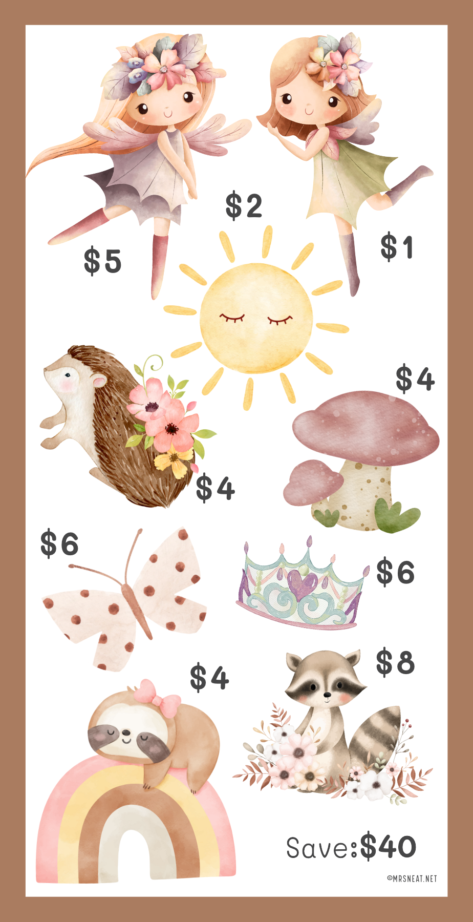 A6 Fairies Mini Savings Challenge! Designed to fit A6 planners, this collection of 6 printable challenges will bring magic to your daily budgeting.