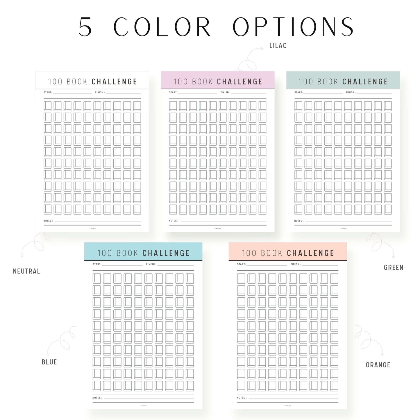 Colorful 100 Book Challenge Printable