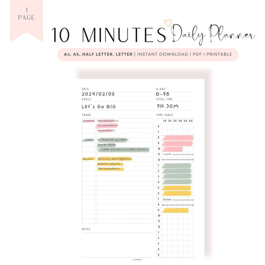 10 Minutes Daily Planner Template