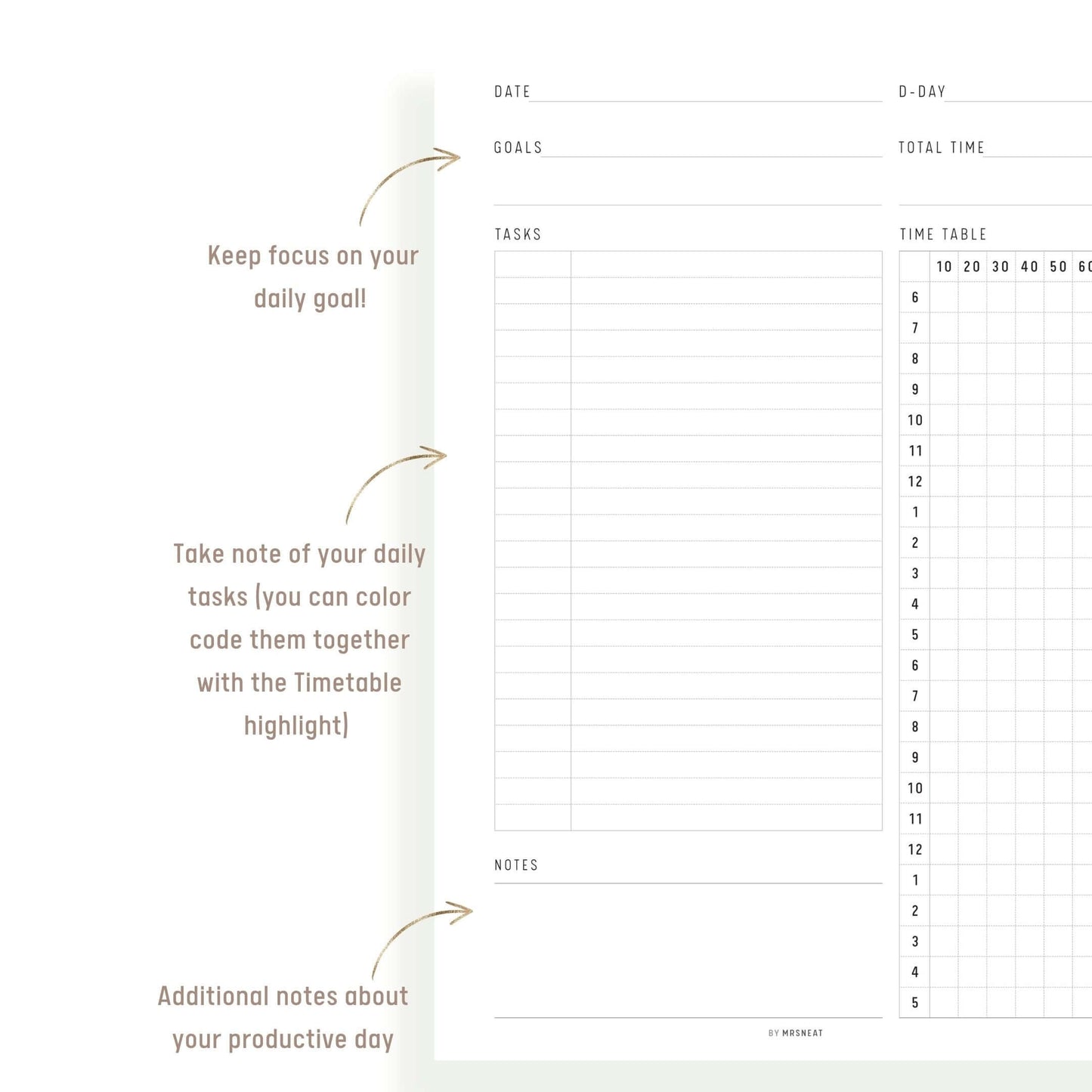 10 Minutes Daily Planner Template
