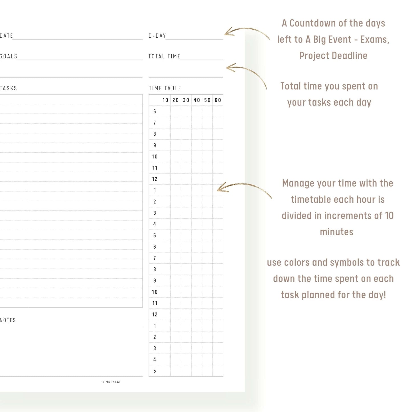 10 Minutes Daily Planner Template