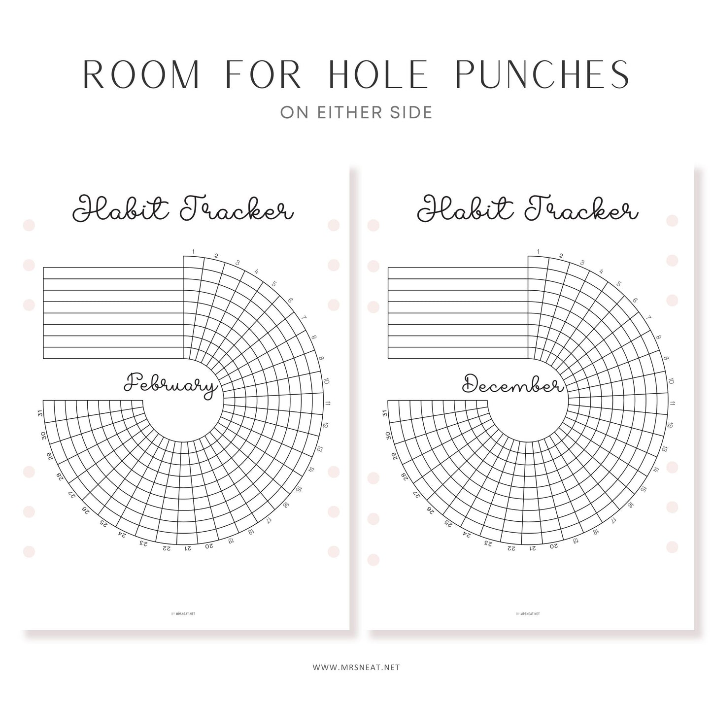 Daily Habit Tracker Bundle Monthly PRINTABLE, Floral Habit Tracker Circle Wheel, 12 Months Tracker, Planner Journal Page Goals Fitness, Digital Planner, Printable Planner, A4, A5, Letter, Half Letter