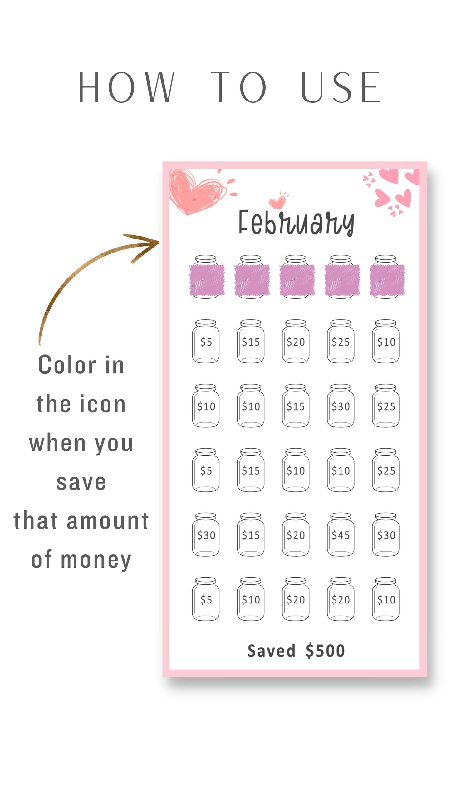 12 Months Mini Savings Challenge Template Printable A6 size