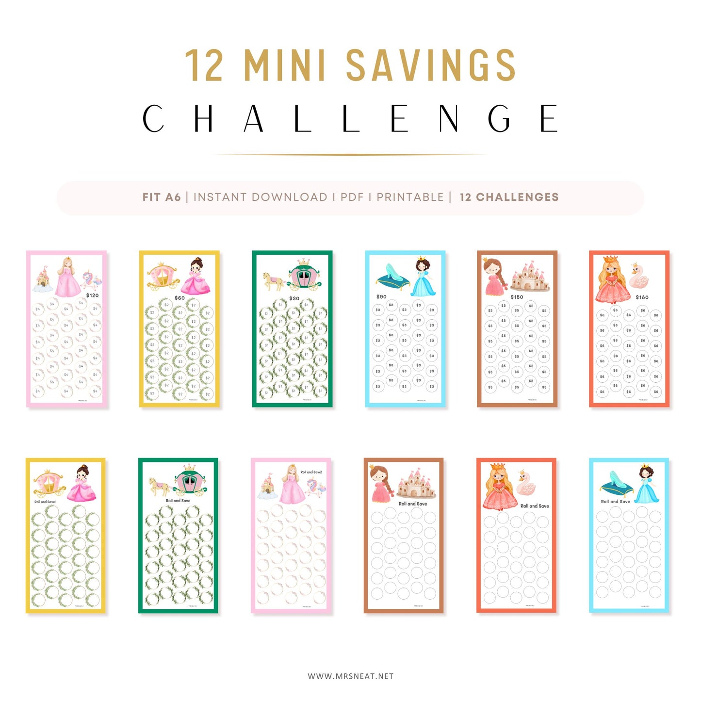 12 Mini Savings Challenge that includes 12 unique challenges to help you save money and reach your financial goals.