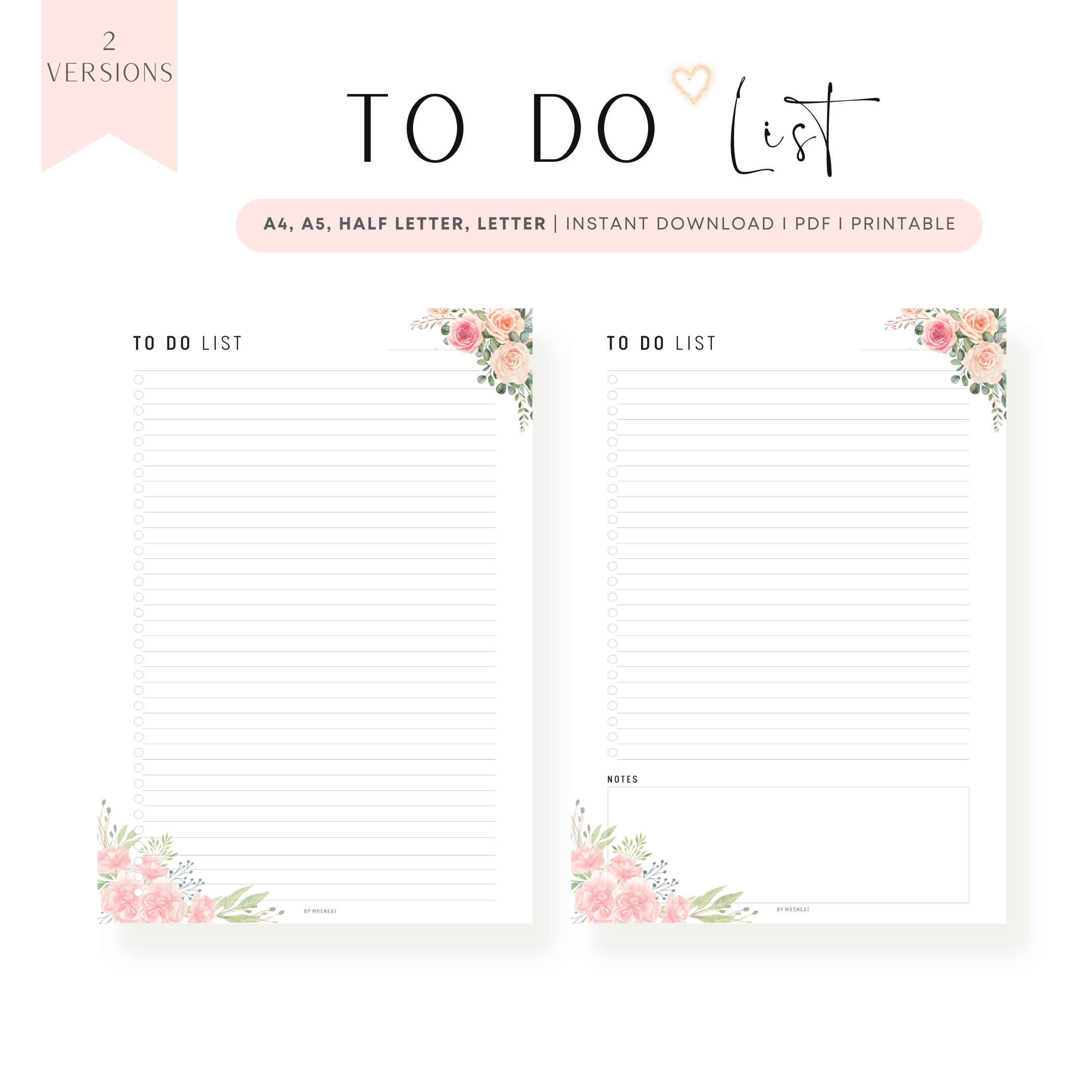 Floral To-Do List Planner Printable – mrsneat