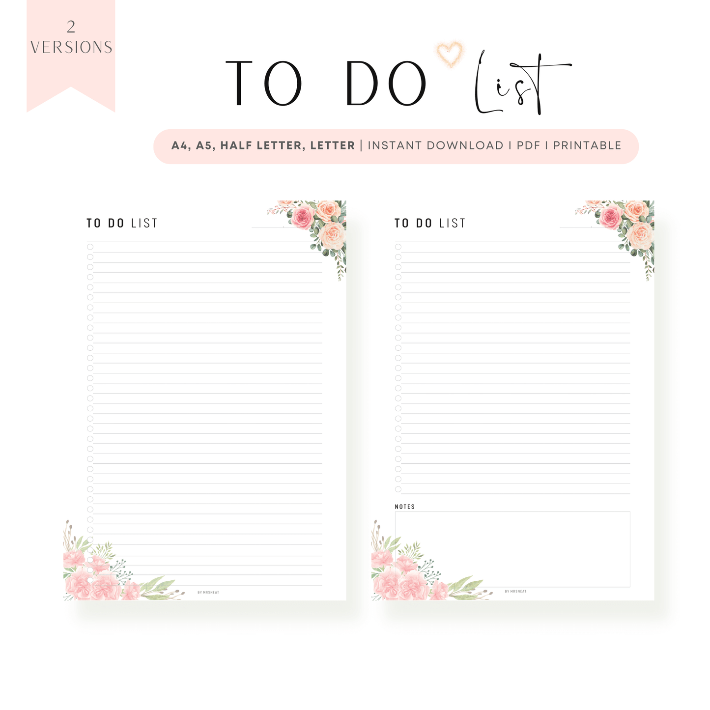 Floral To-Do List Planner Printable