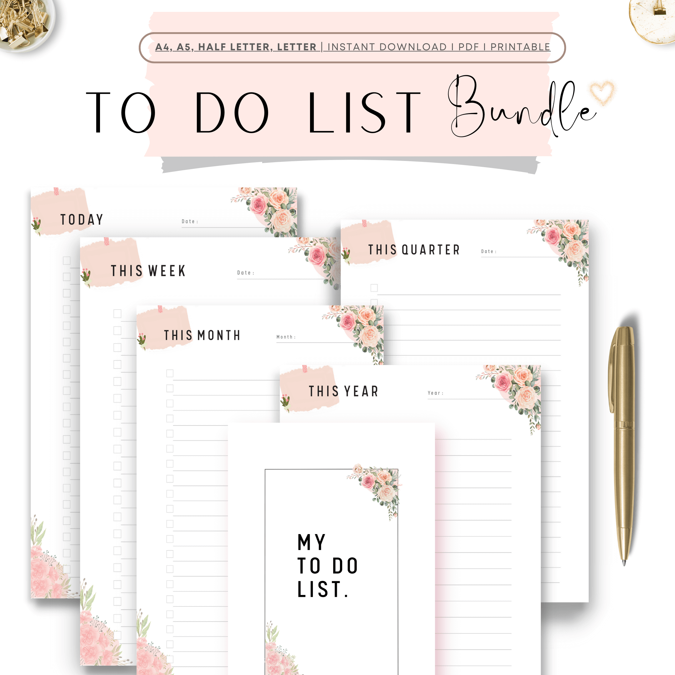 Floral To Do List Planner Printable Bundle – mrsneat