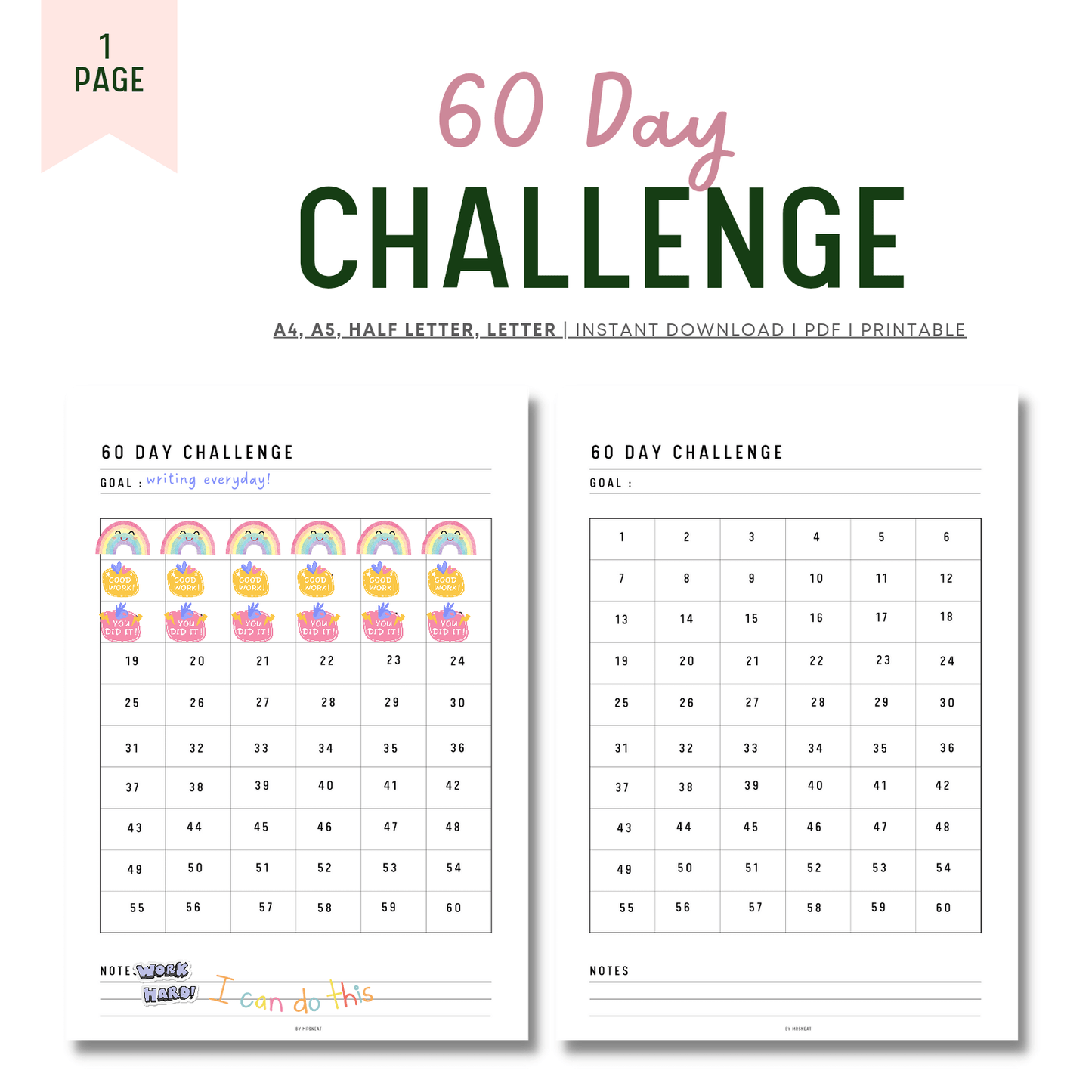60 Day Challenge Printable - M050