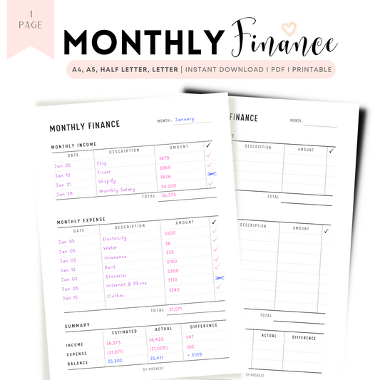 Monthly Finance Planner