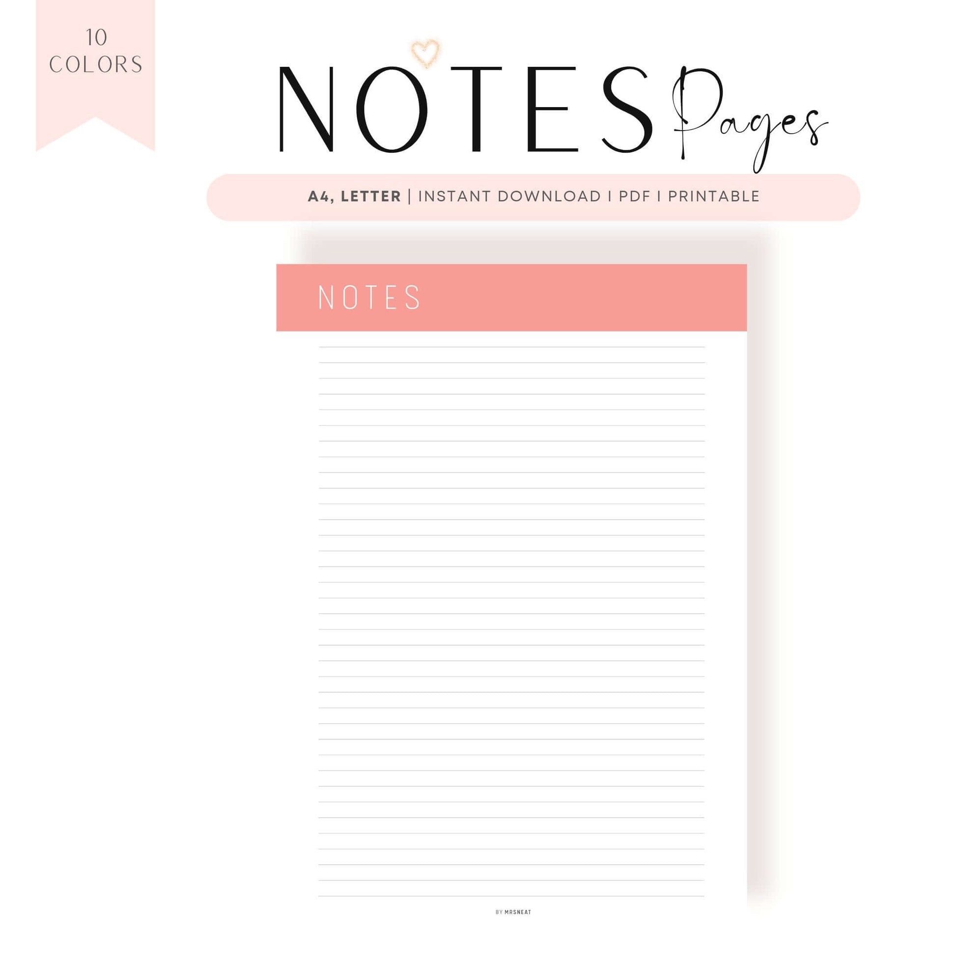 Printable Notes Page Template