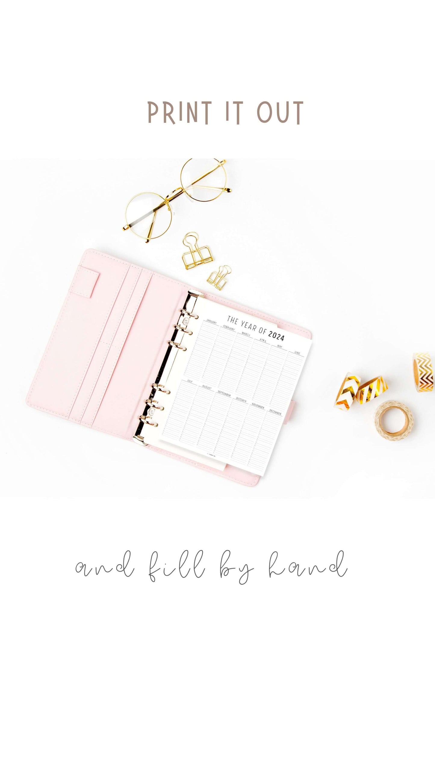 2024 Year at a Glance Template Printable, 365 days on One Page, Year at a Glance Planner Printable, Letter Size, 2 Versions, Blank version, 2024 Version