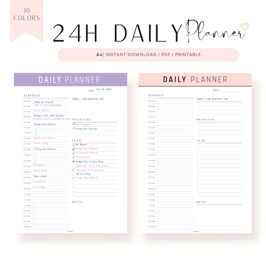 24 Hour Daily Schedule Template Printable