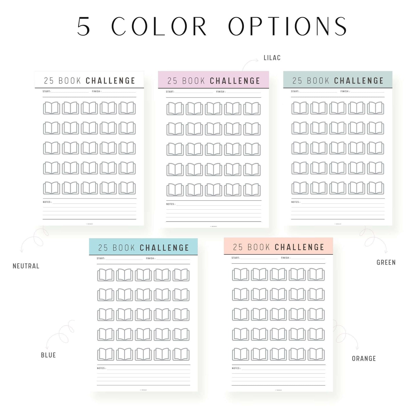Colorful 25 Book Challenge Printable