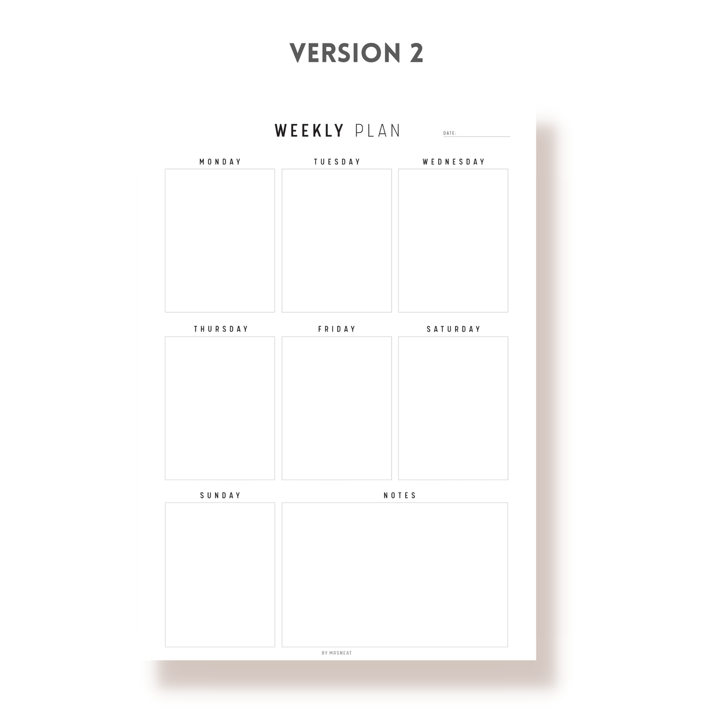 Fillable Weekly Planner Template Printable, Week at a glance, Weekly Schedule, Weekly To do list, 5 Versions, A4, A5, Letter, Half Letter