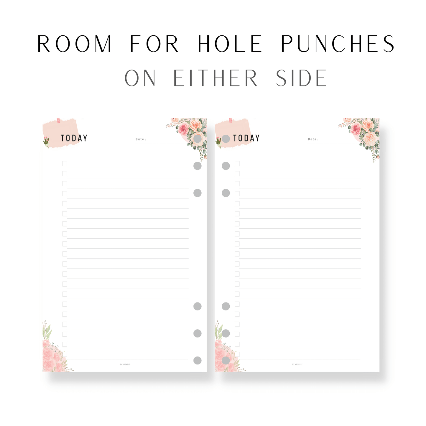 Floral Today To Do List Planner with hole punches
