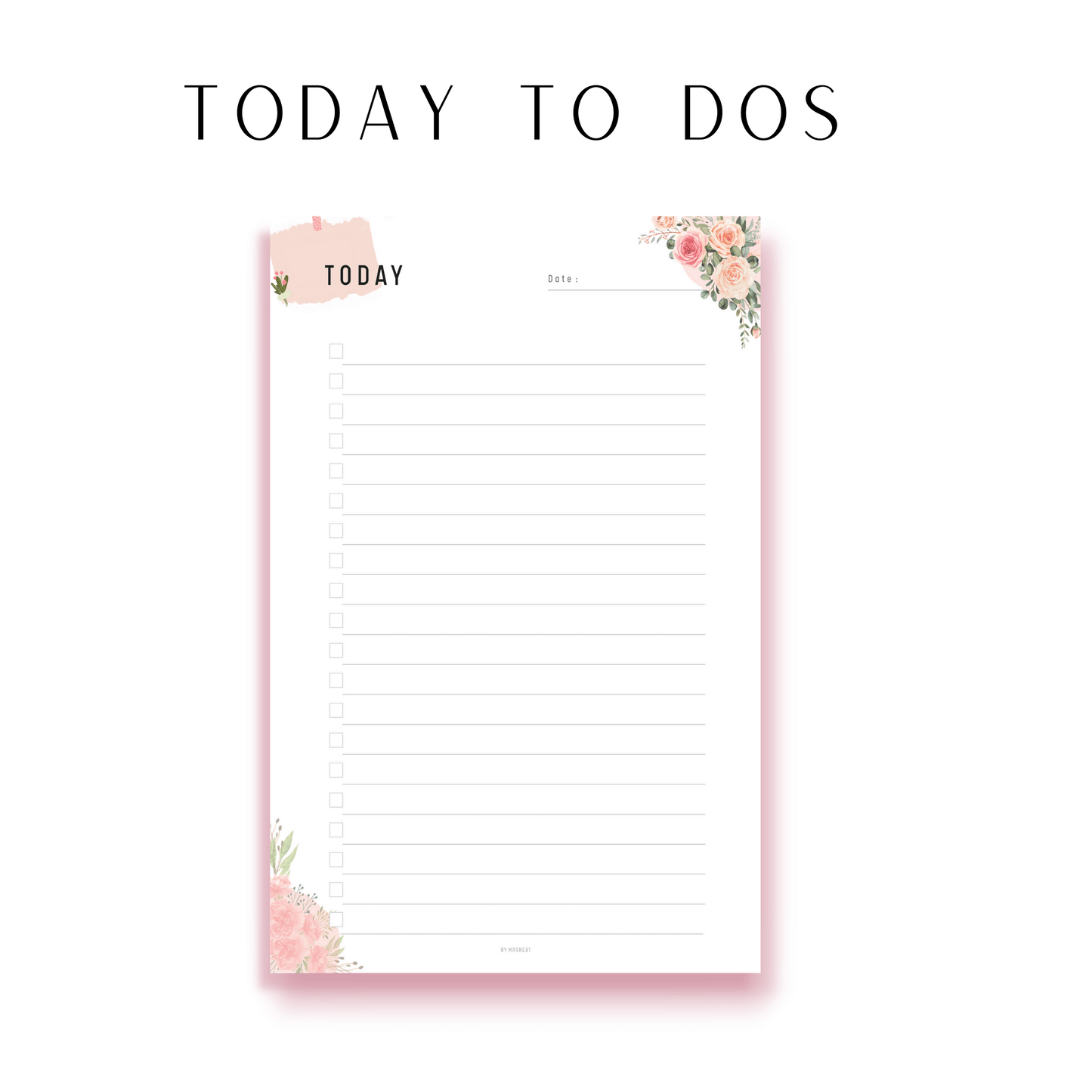 Floral Today To Do List Planner