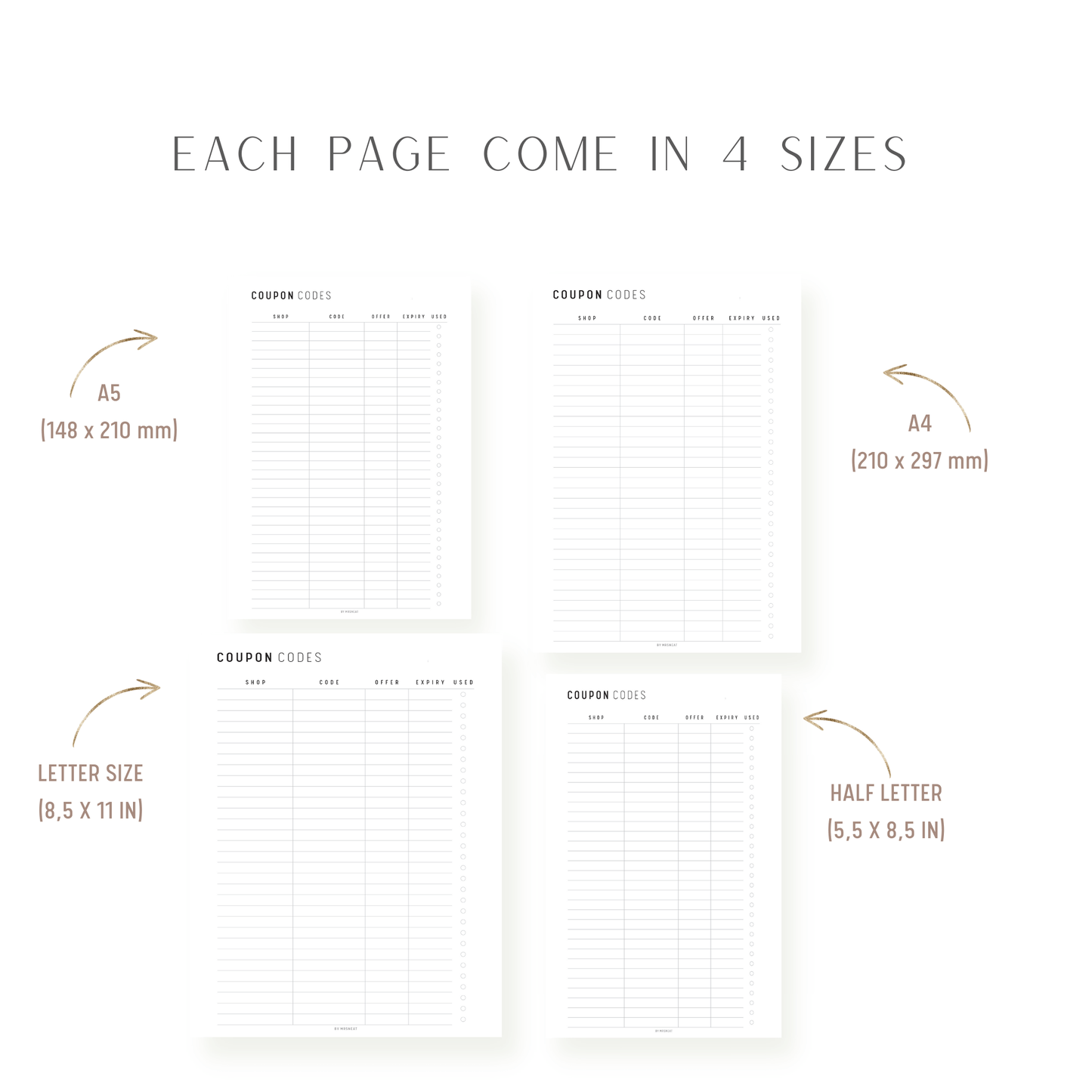 Coupon Code Tracker Printable