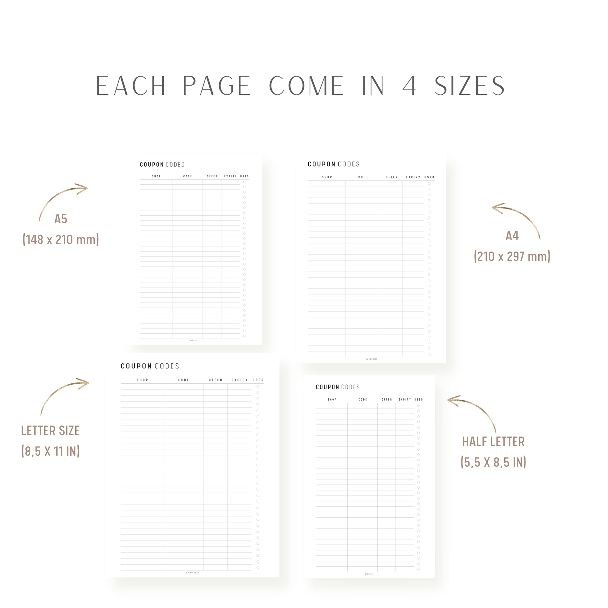 Coupon Code Tracker Printable