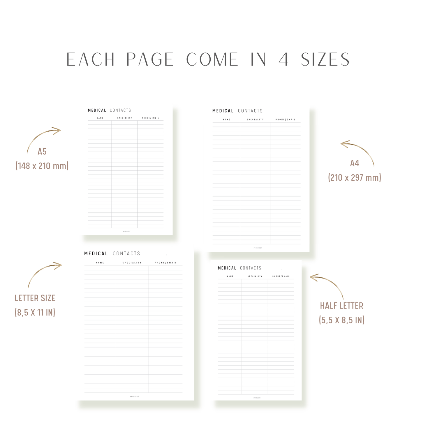 Medical Contact List Printable