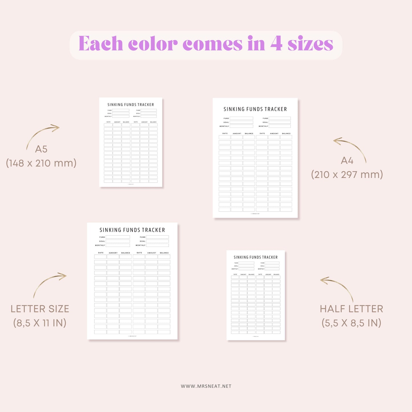 Editable Sinking Funds Tracker, Printable Sinking Funds Tracker, Savings Recorder, Savings Log, Savings Tracker, 2 color options, PDF Fillable, A4, A5, Letter, Half Letter, Printable Planner, Digital Planner