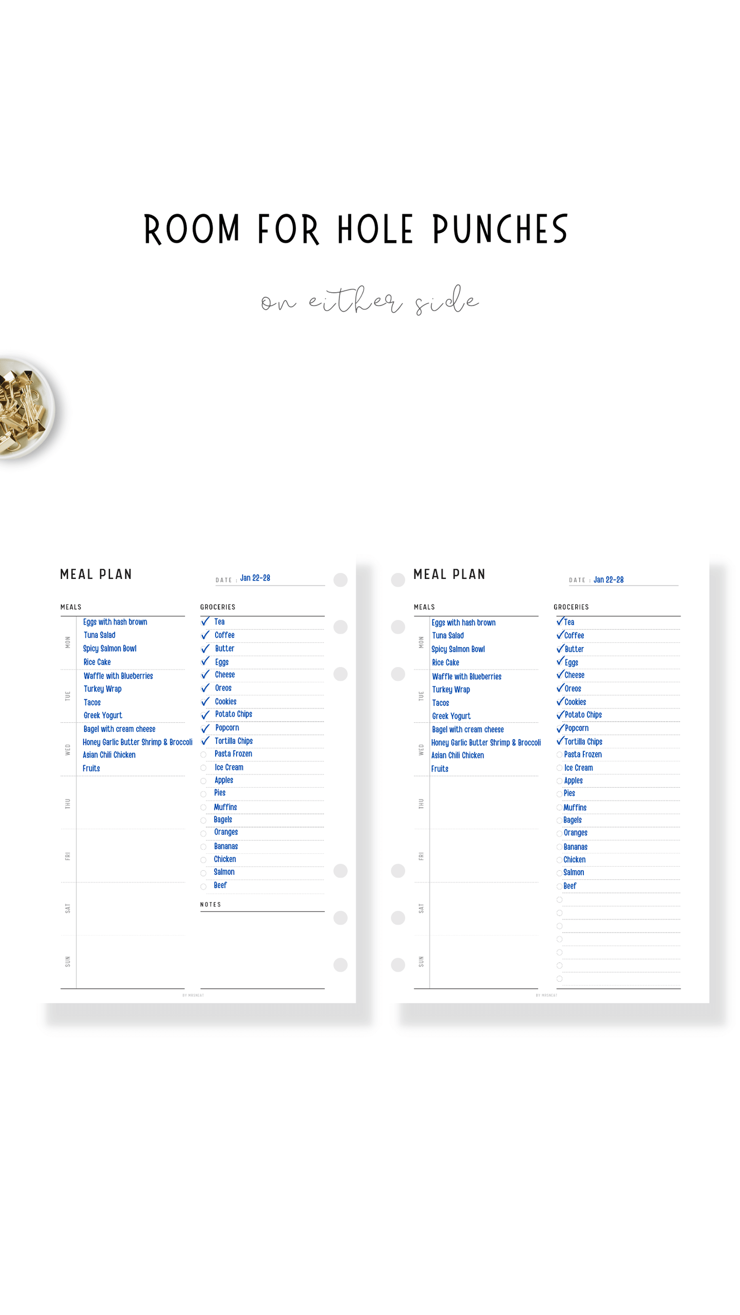 Weekly Meal Planner & Grocery Shopping List Printable - M183