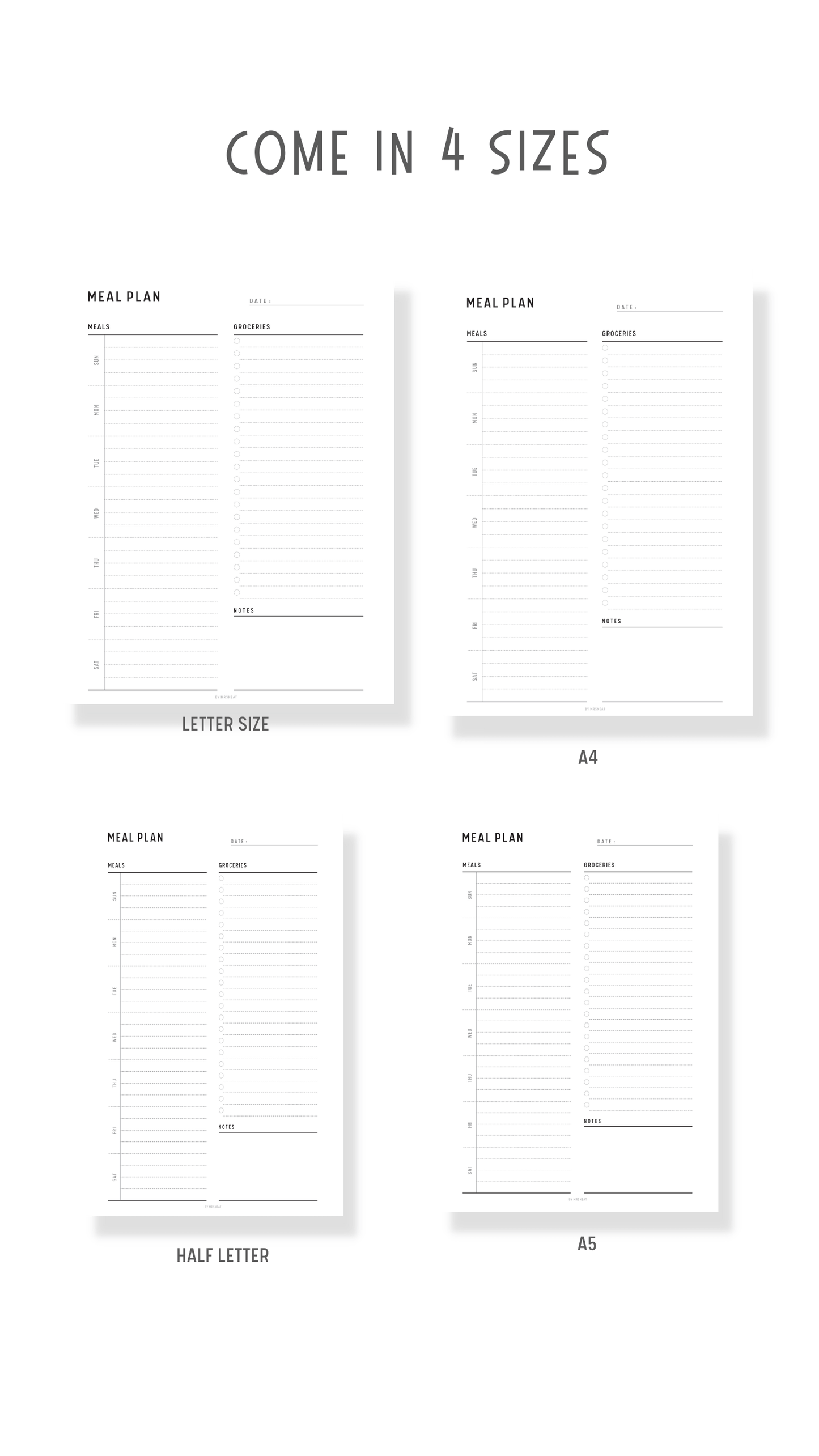 Weekly Meal Planner and Grocery List Template
