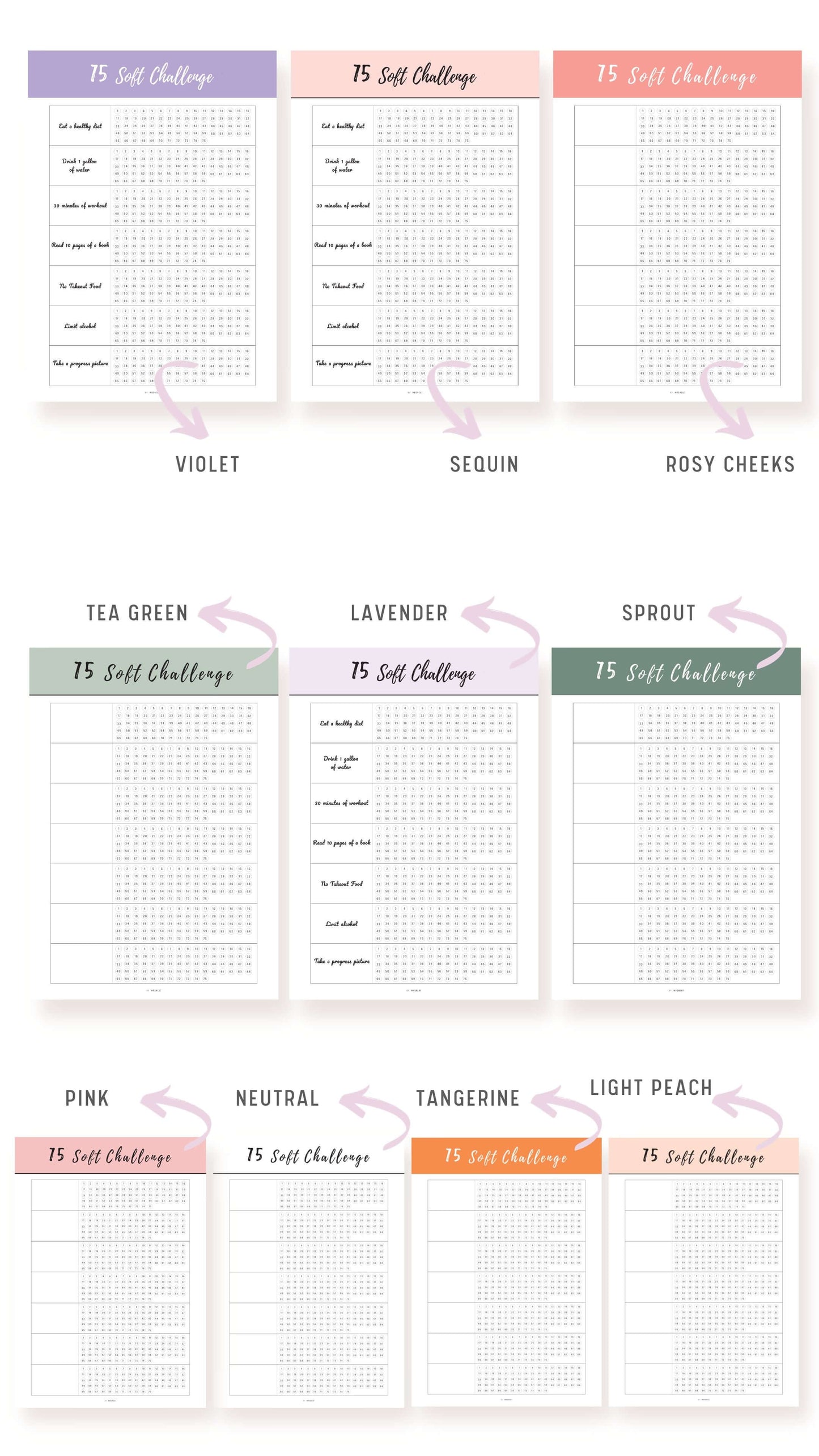Colorful Printable 75 Soft Challenge Template
