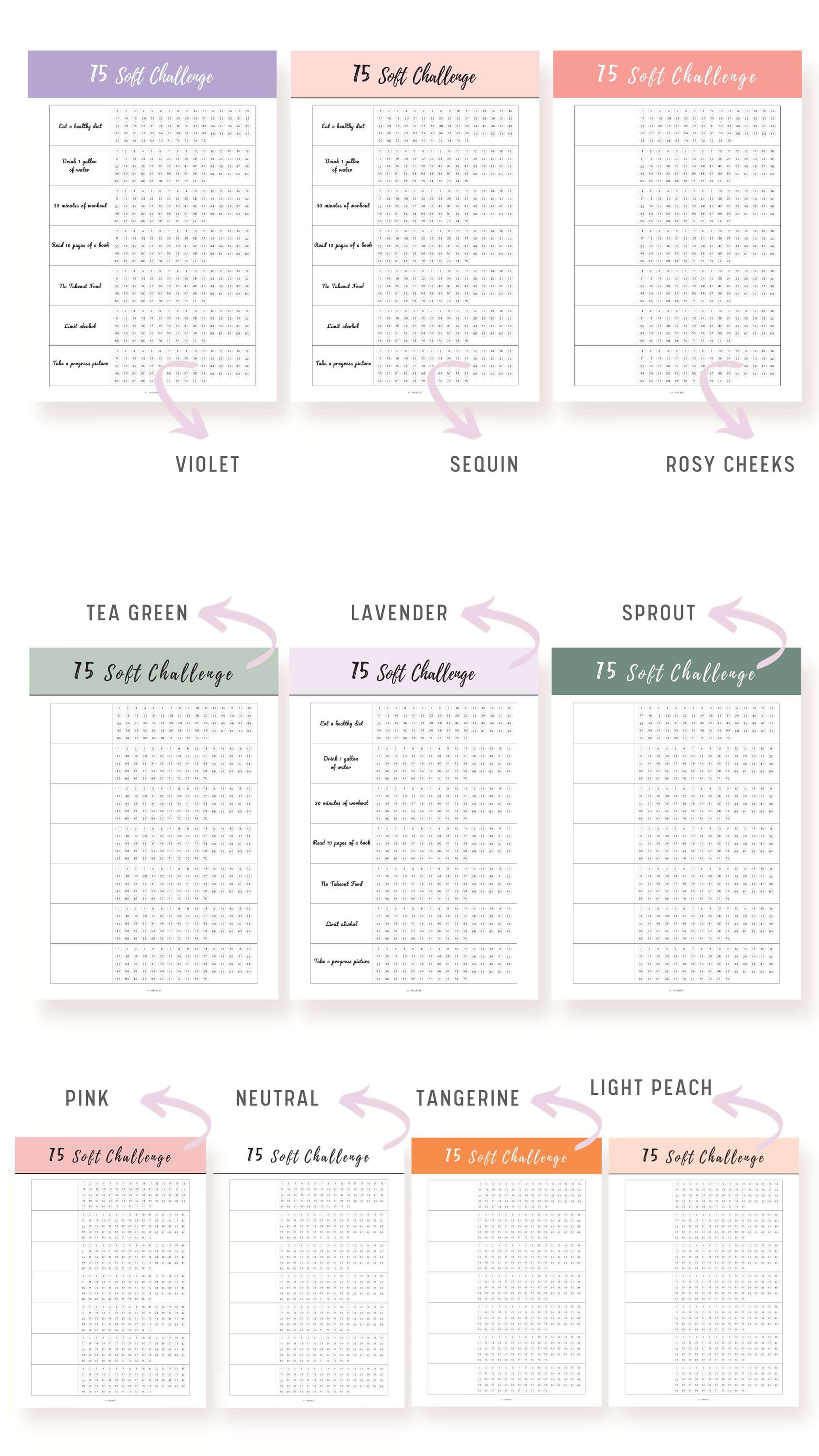 Colorful Printable 75 Soft Challenge Template