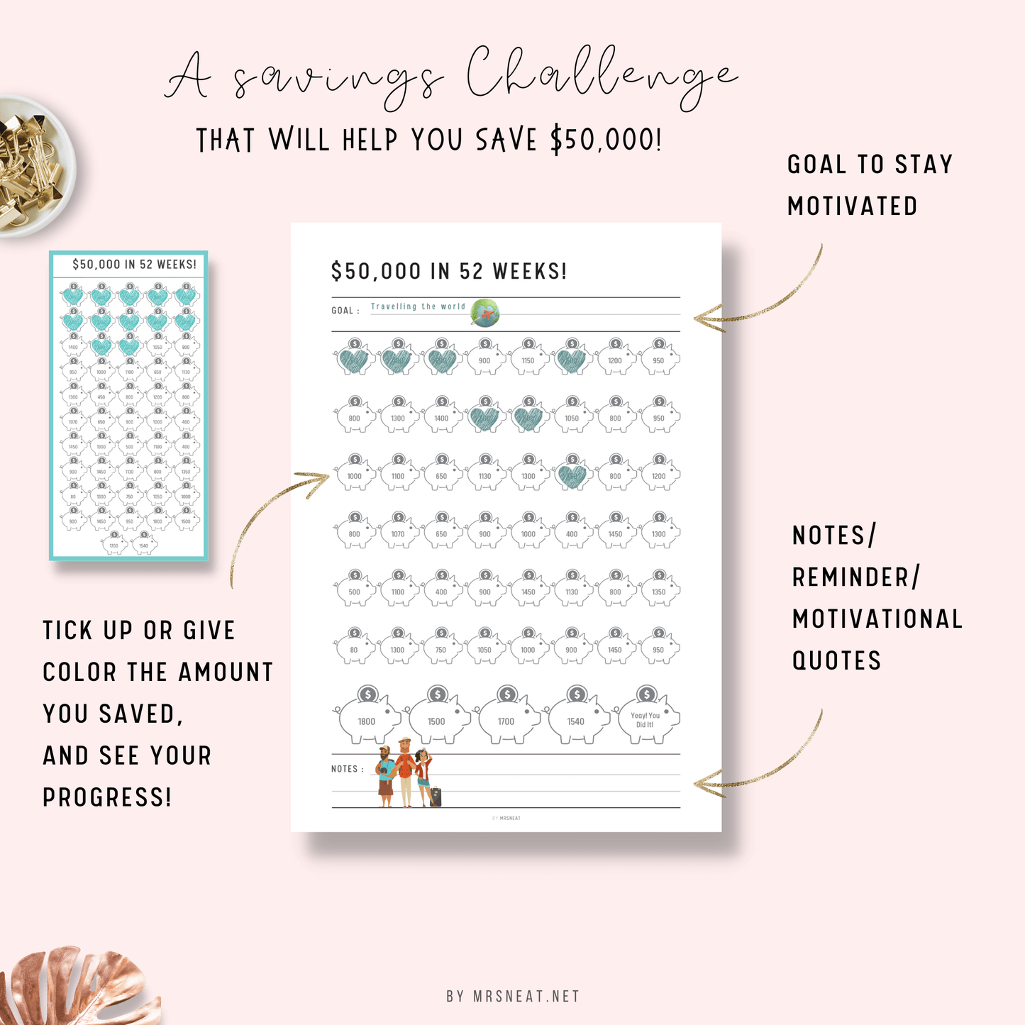 $50,000 money saving challenge in 52 weeks - M158