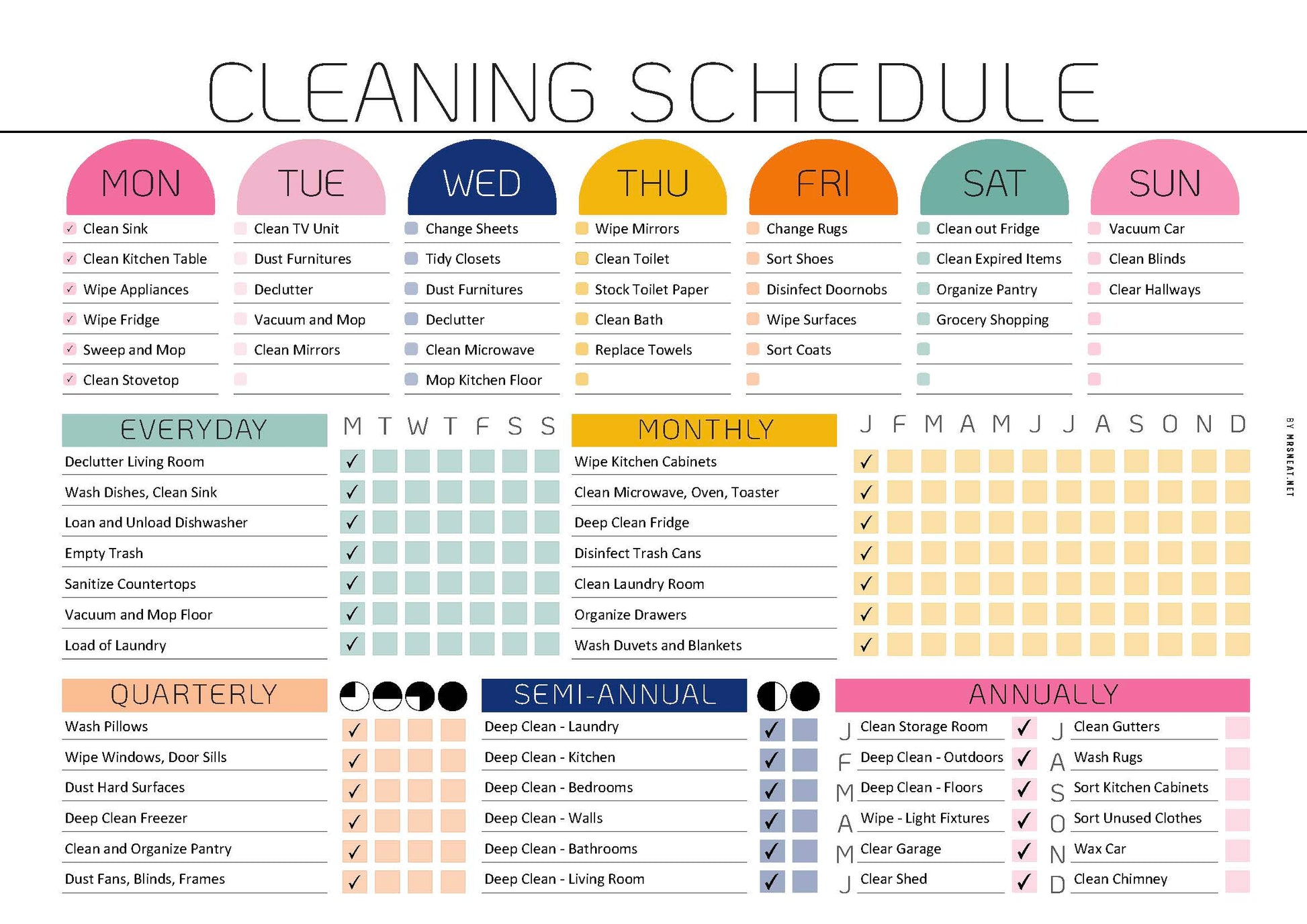 Fillable Cleaning Schedule PRINTABLE, Cleaning Checklist Planner, ADHD Cleaning Planner, Household Chores Chart, House Chore List, A4/Letter