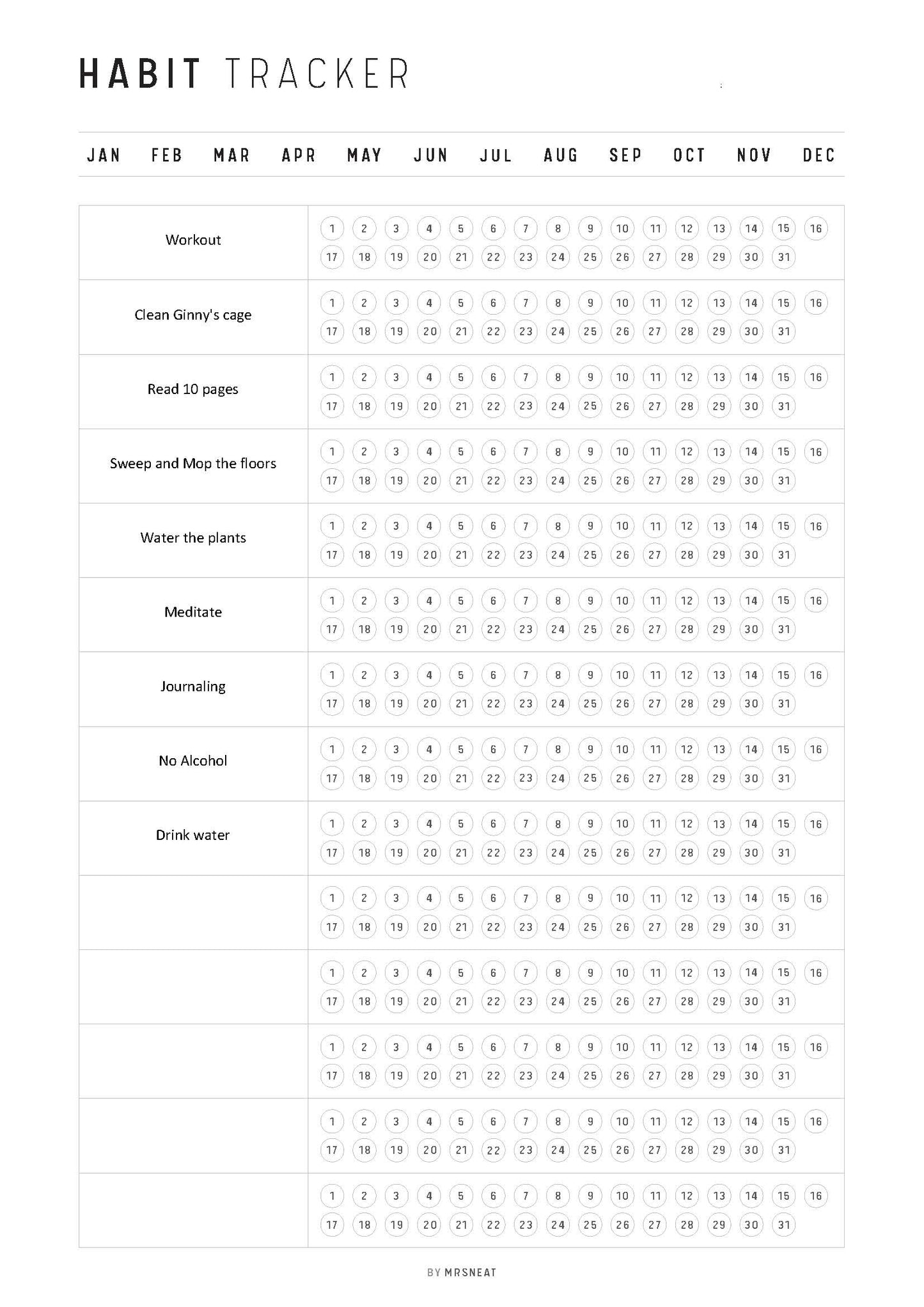 Minimalist Daily Habit Tracker, Habit Tracker Page, Monthly Habit Tracker, Daily Routine, Routine Tracker, A4, A5, Letter, Half Letter, PDF