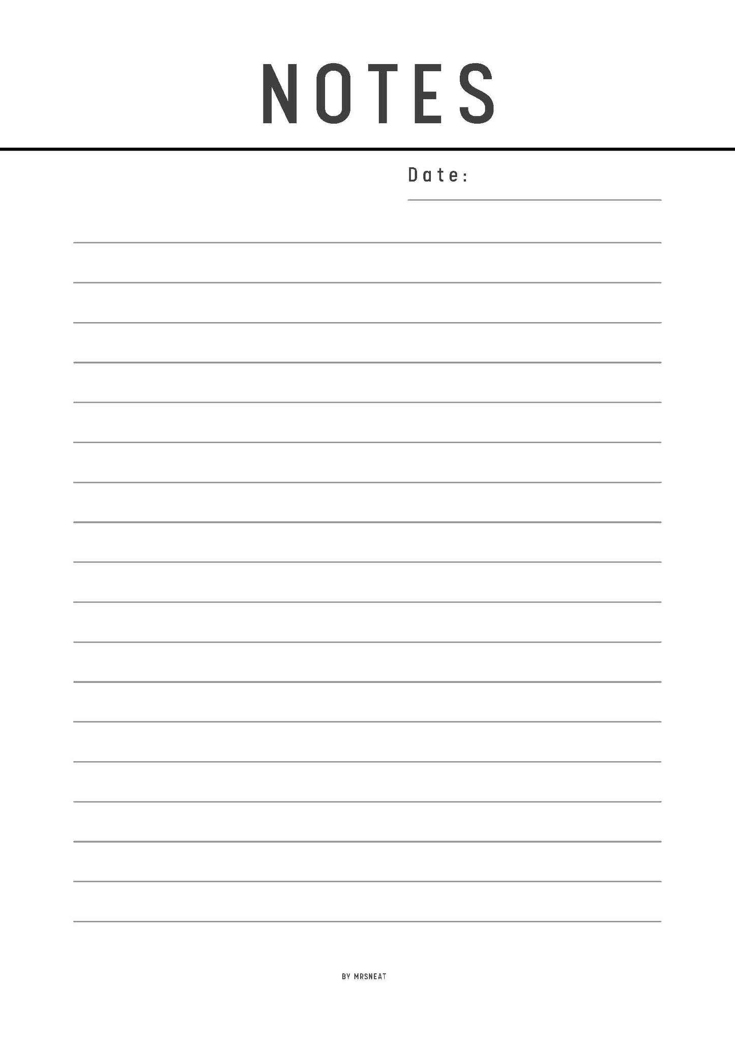 Notebook page with 'NOTES' at the top and lined paper below.