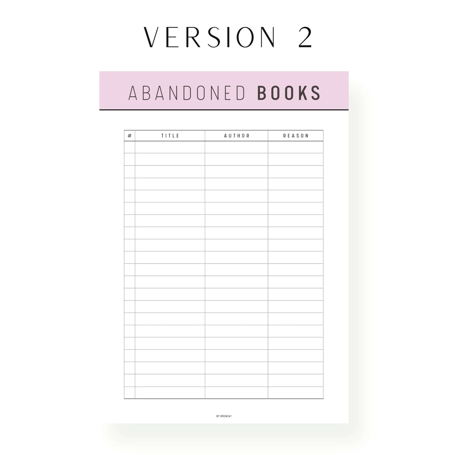 Abandoned Books List Printable