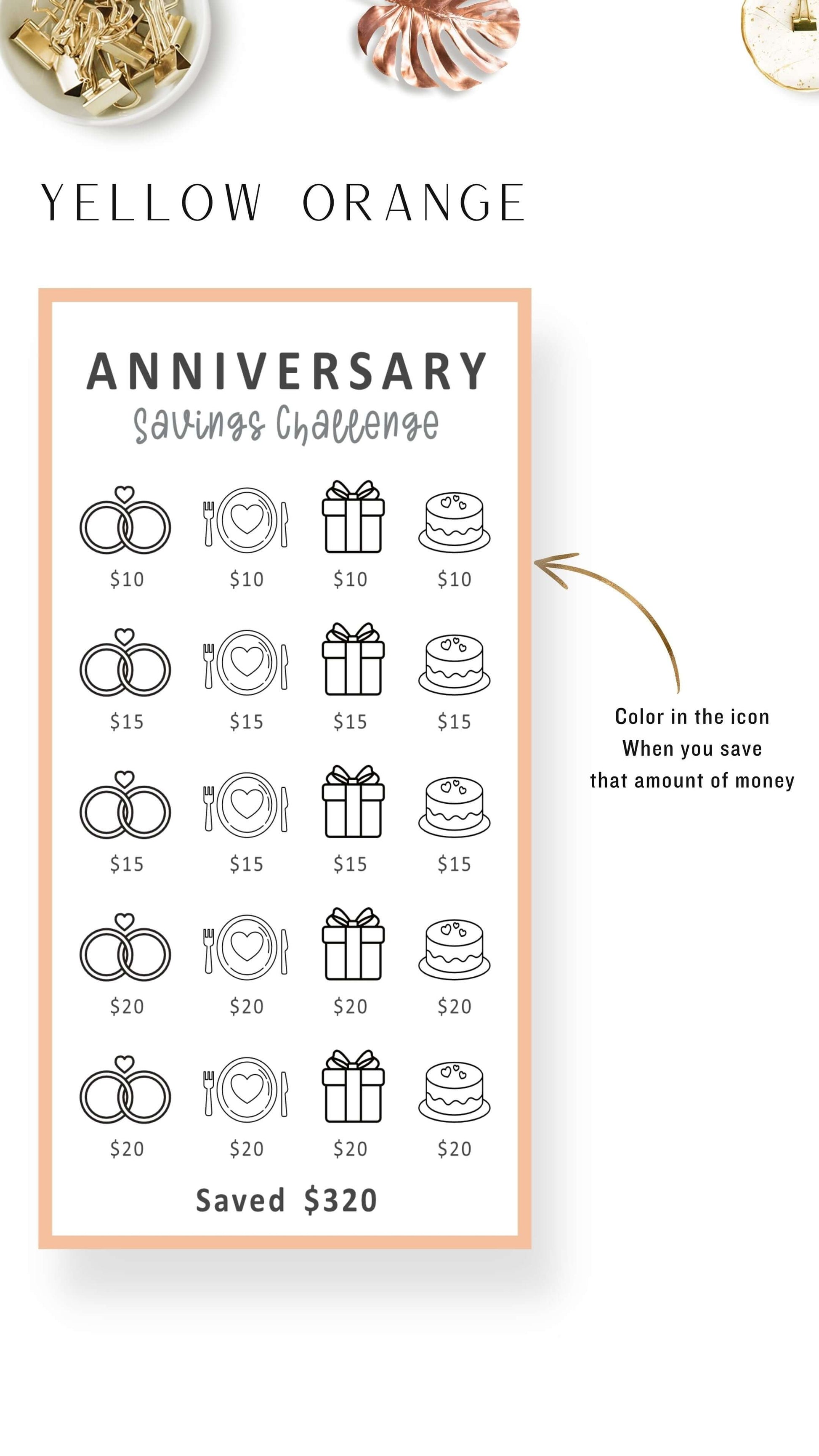 Colorful Anniversary Fund Savings Challenge Printable A6