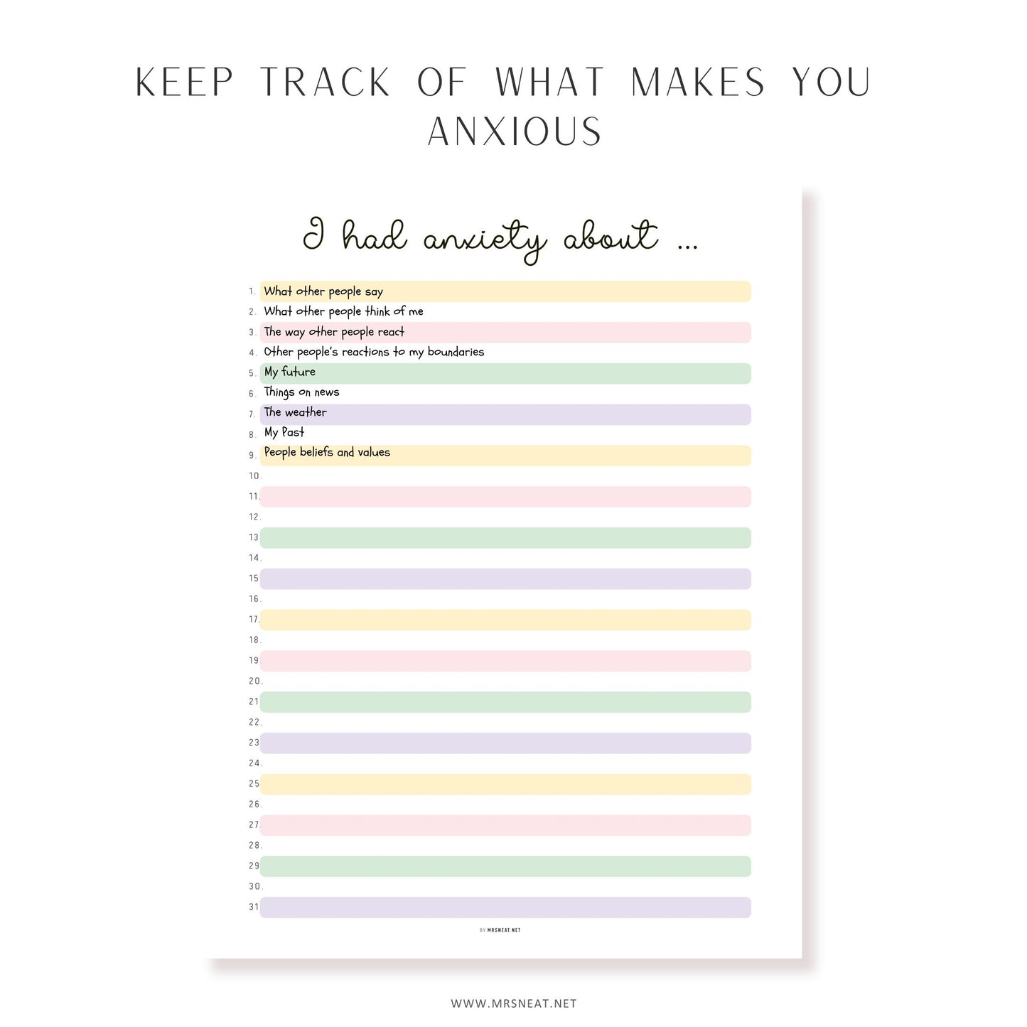 Anxiety Trigger Tracker, PRINTABLE Journal Page, Mental Health, Anxiety Tracker, Habit Tracker, Anxiety Journal, Anxiety Worksheet, I had anxiety about, Anxiety tracker journal page, Digital Planner, PDF Fillable, Printable Planner, A4, A5, Letter, Half Letter