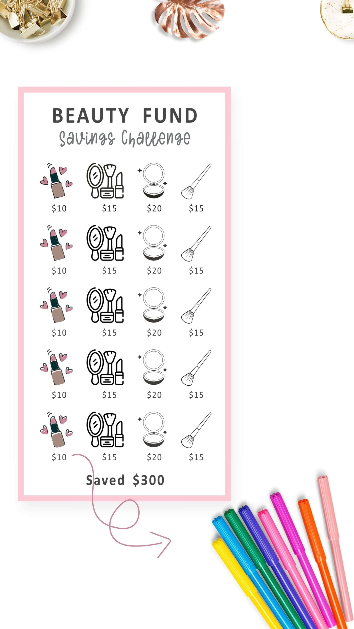 Colorful and Beautiful Mini Savings Challenge Beauty Fund