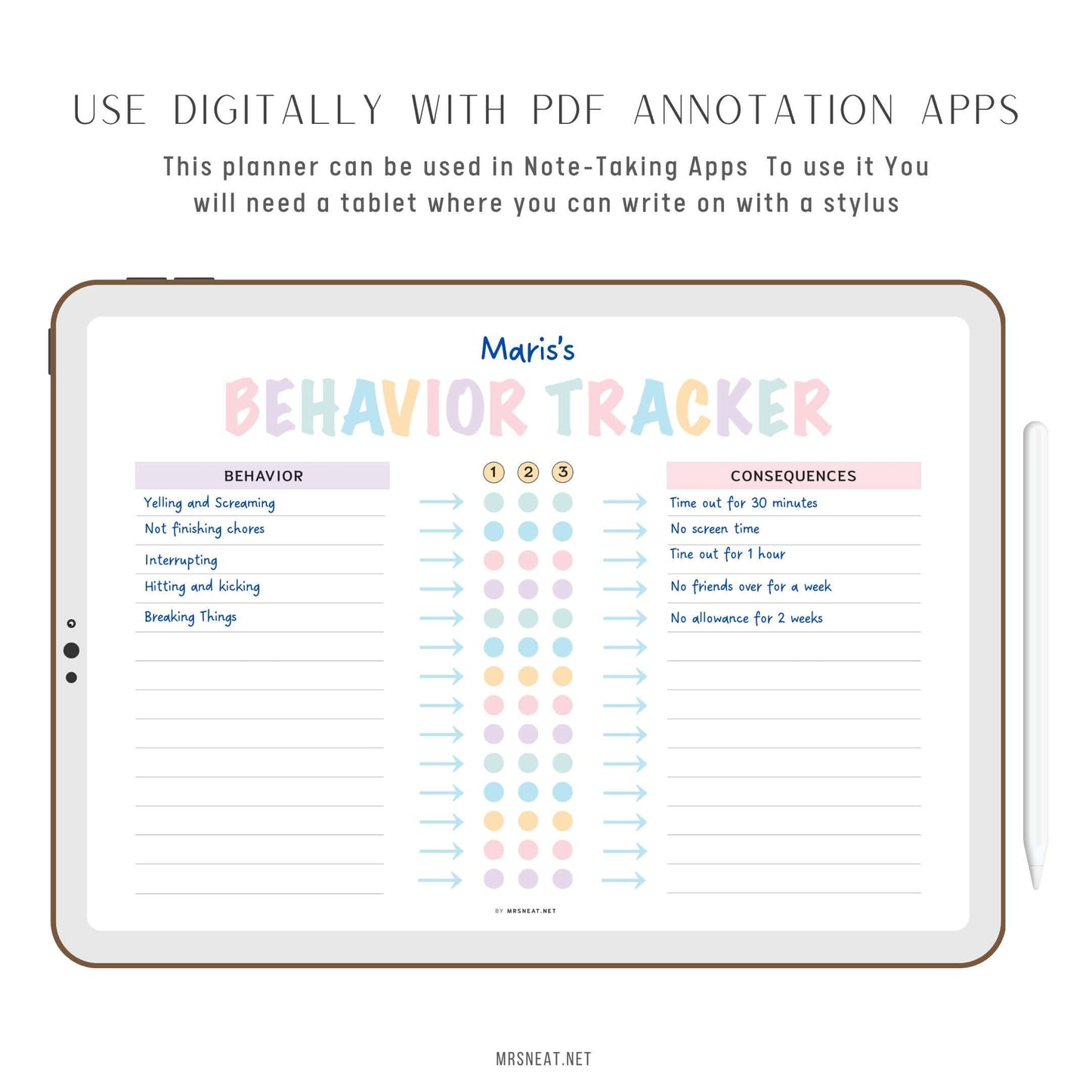 Editable Behavior Chart Template PDF, Landscape, A4, Letter, Fillable PDF, Digital Planner, Printable Planner, Pre-filled & Blank version