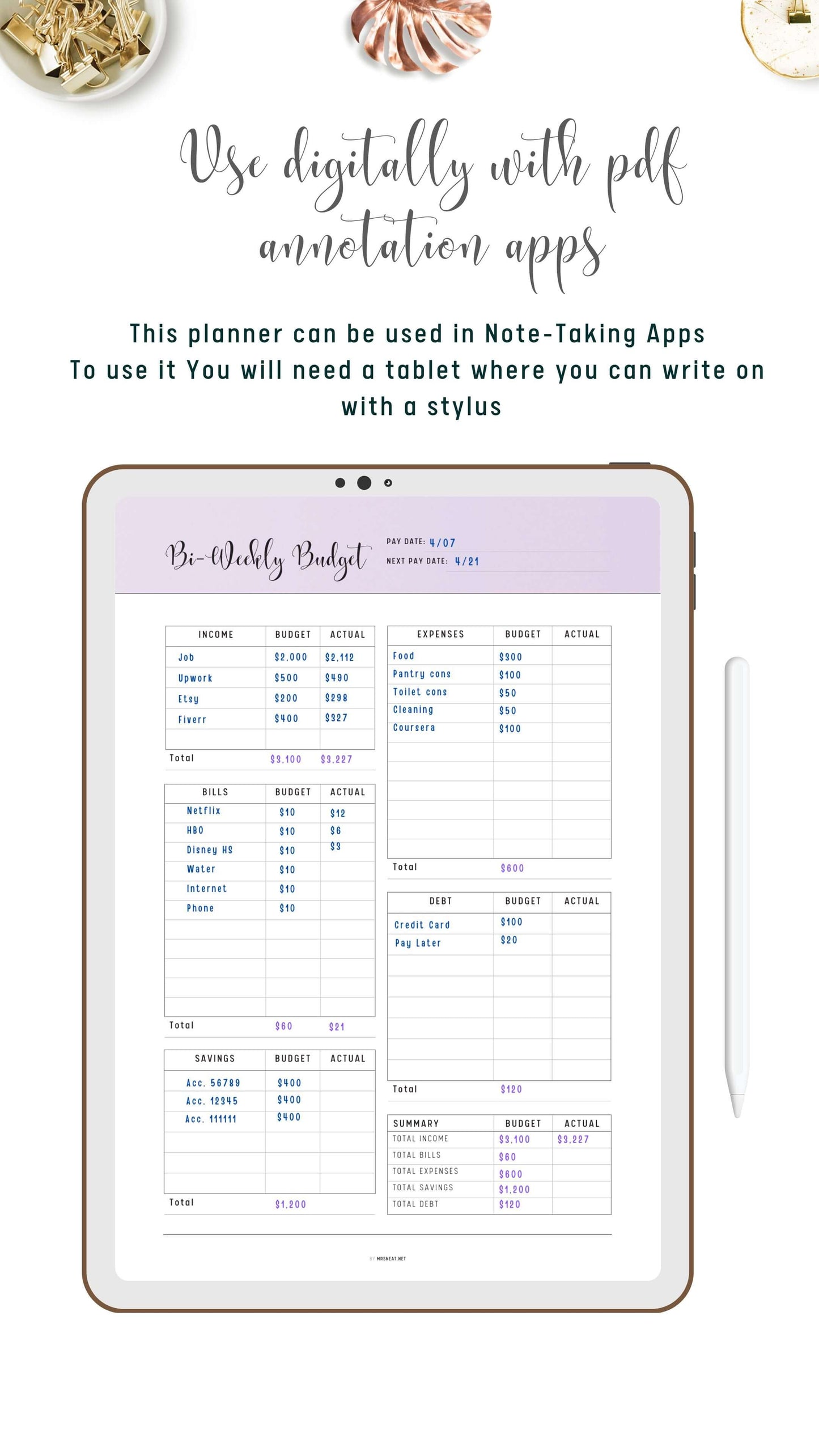 Digital Bi-Weekly Budget Template