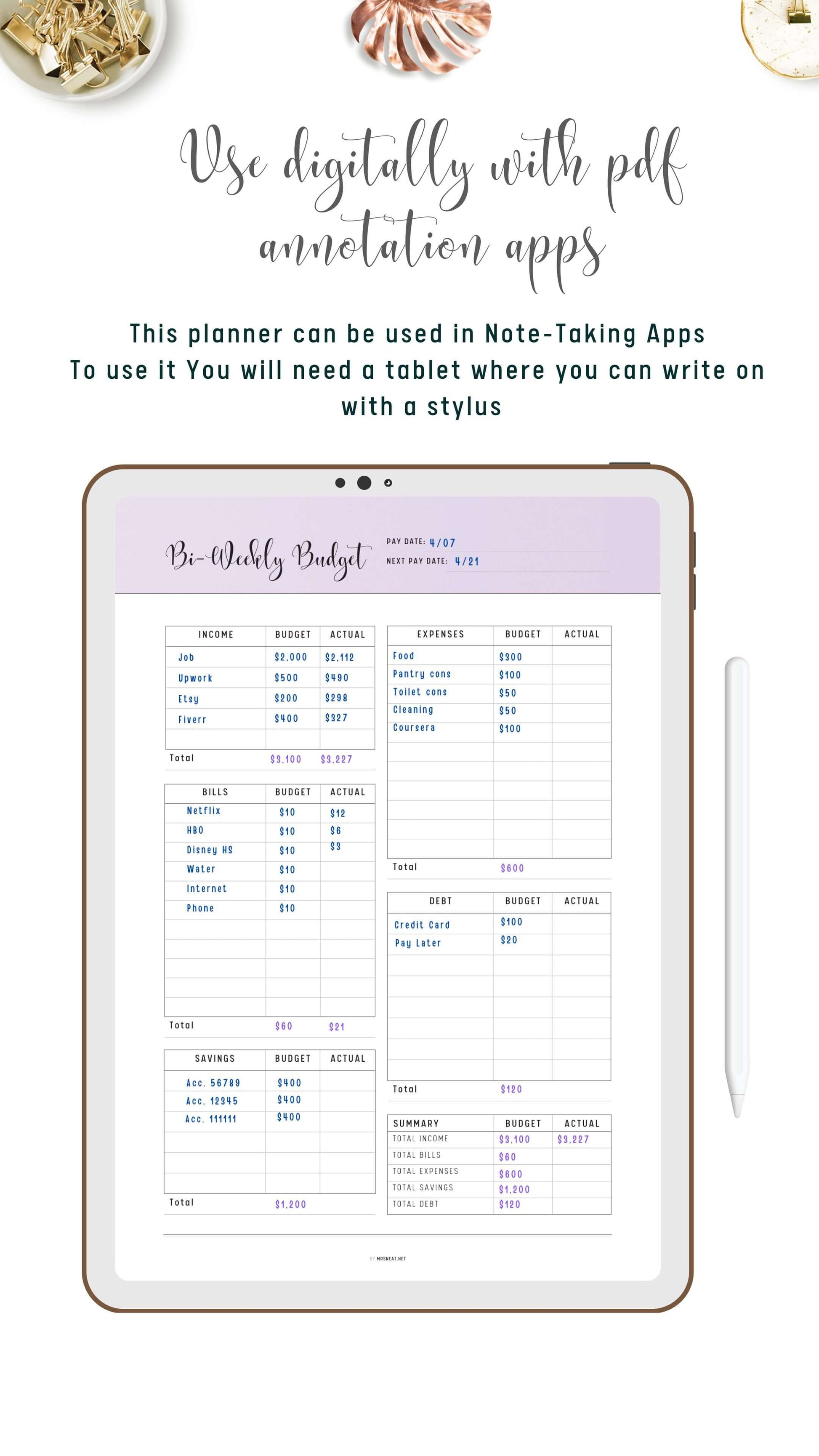 Digital Bi-Weekly Budget Template
