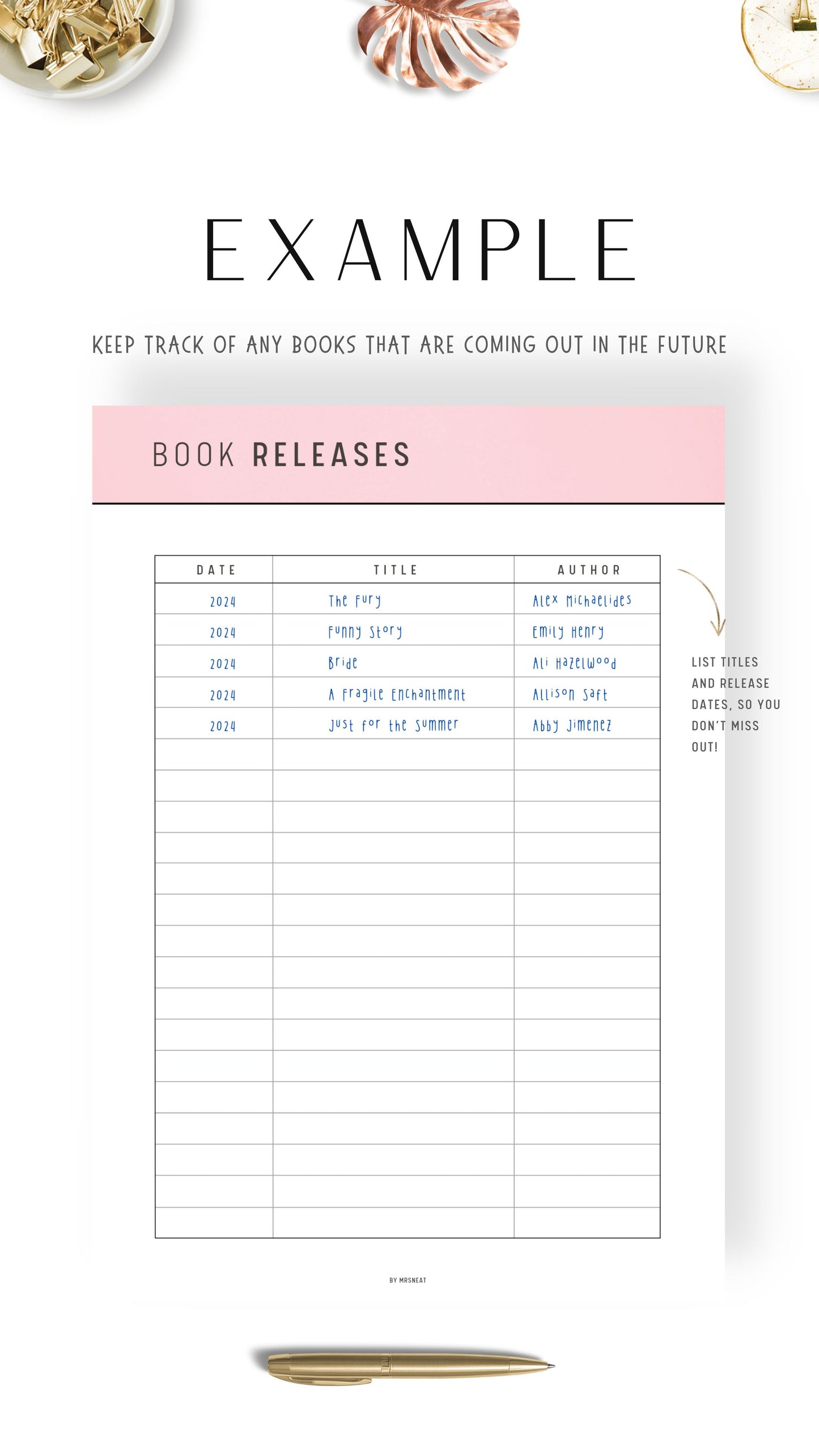 How To Use Upcoming Book Releases Template Printable