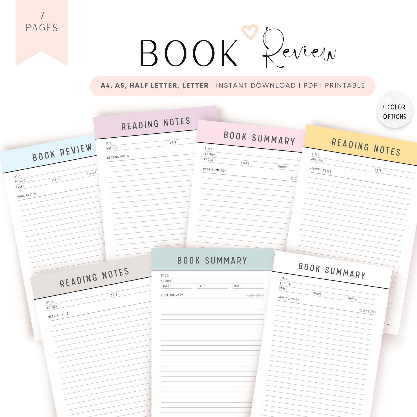 Free Book Review Bundle with 7 Color Options - M006