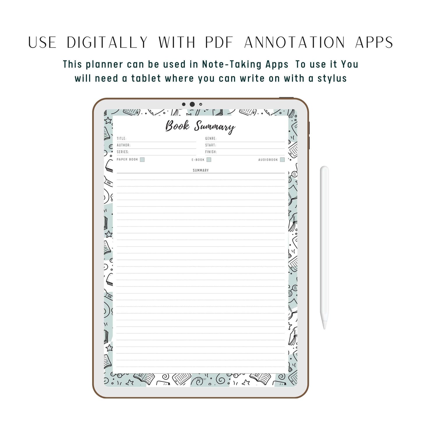 Book Summary Template Printable, 2 versions, 5 Colors, A4, A5, Letter, Half Letter, Digital Planner