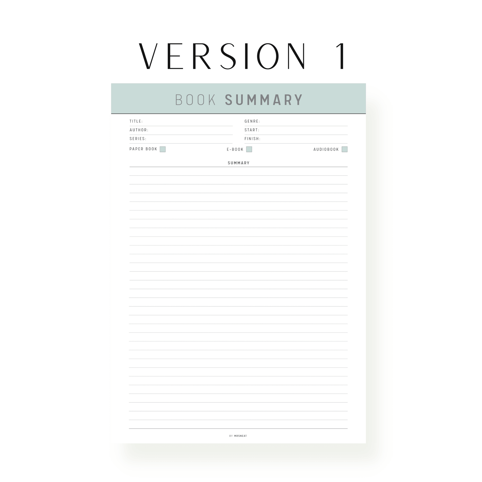 Green Book Summary Template