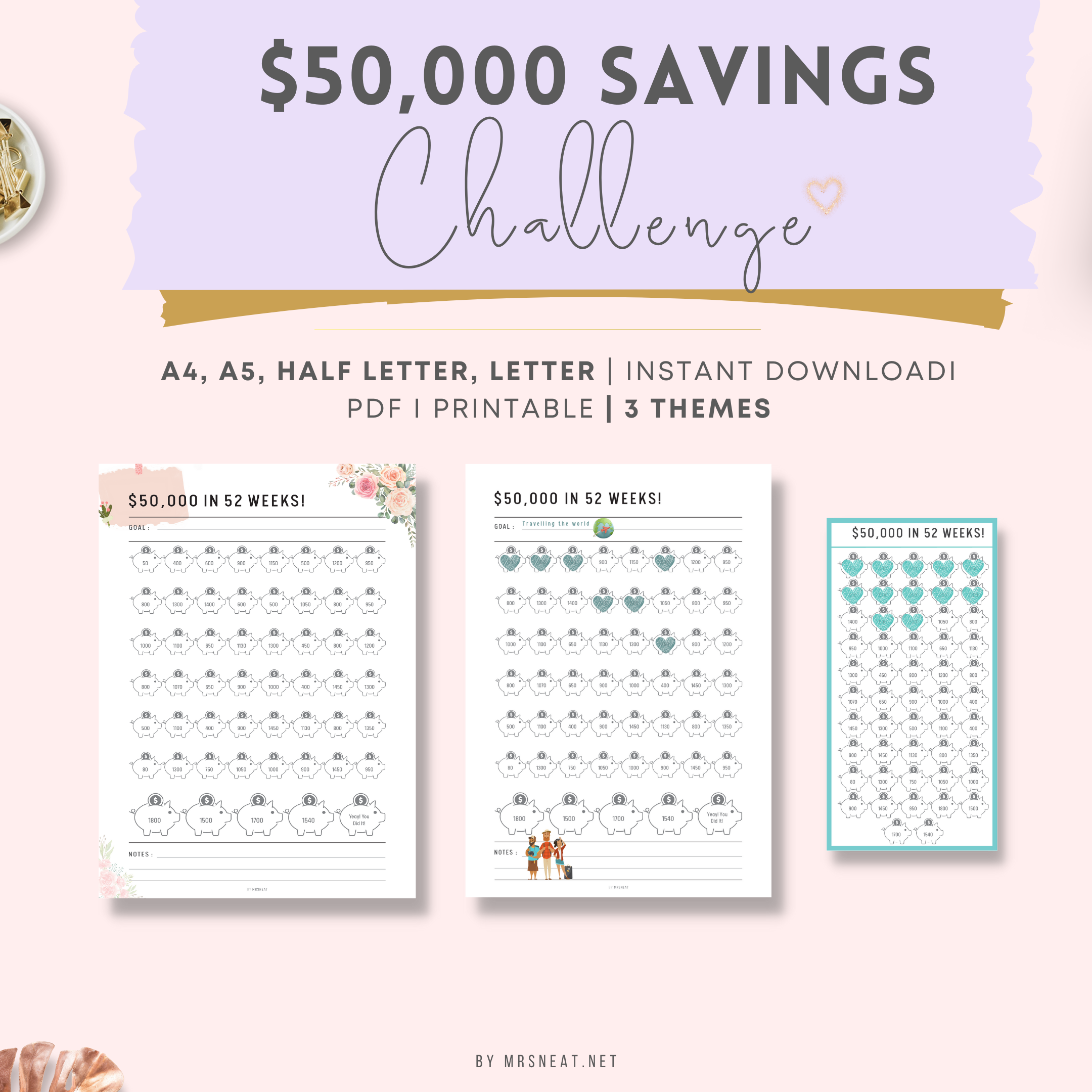 50K SAVINGS CHALLENGE In 1 Year, Money Saving Challenge, Savings Plan, Save  Money, 52 Week Challenge, 50K Savings, A4, US Letter -  Portugal