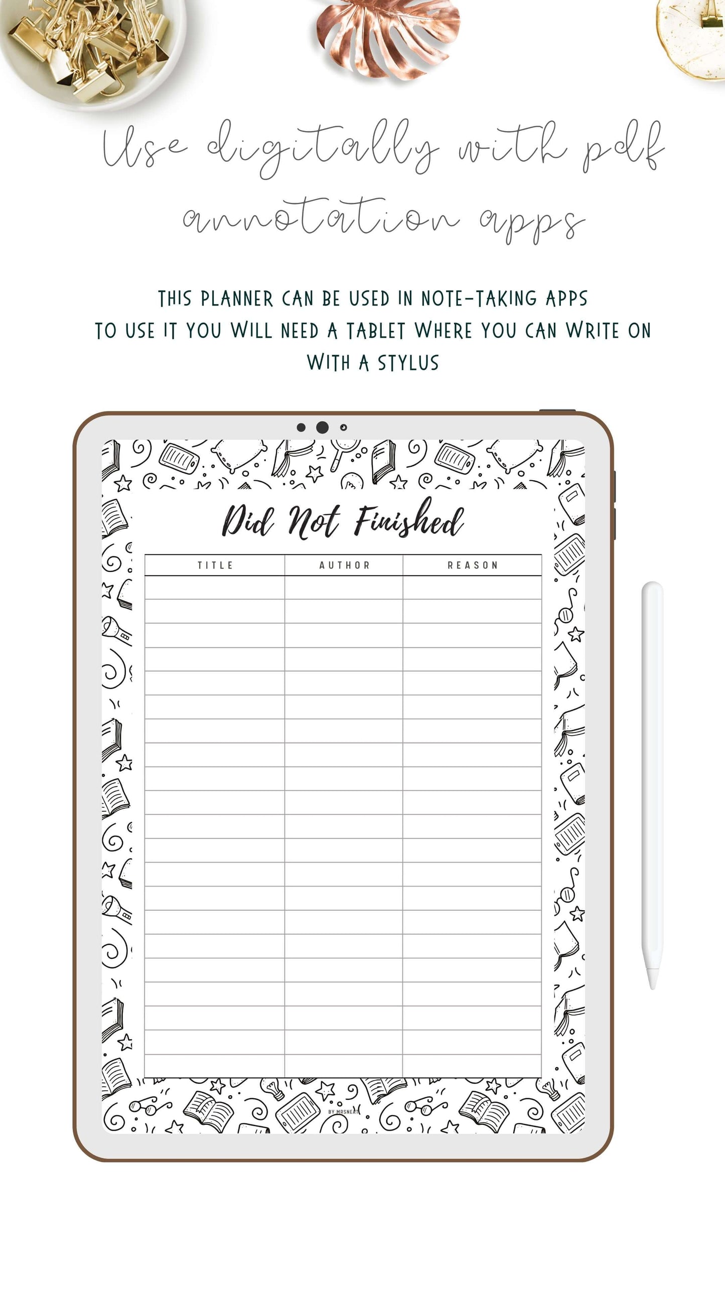 Books I Did Not Finished Template Printable, 5 colors : Blue, Neutral, Green, Pink, Peach, 4 sizes : A4, A5, Letter, Half Letter, Digital Planner