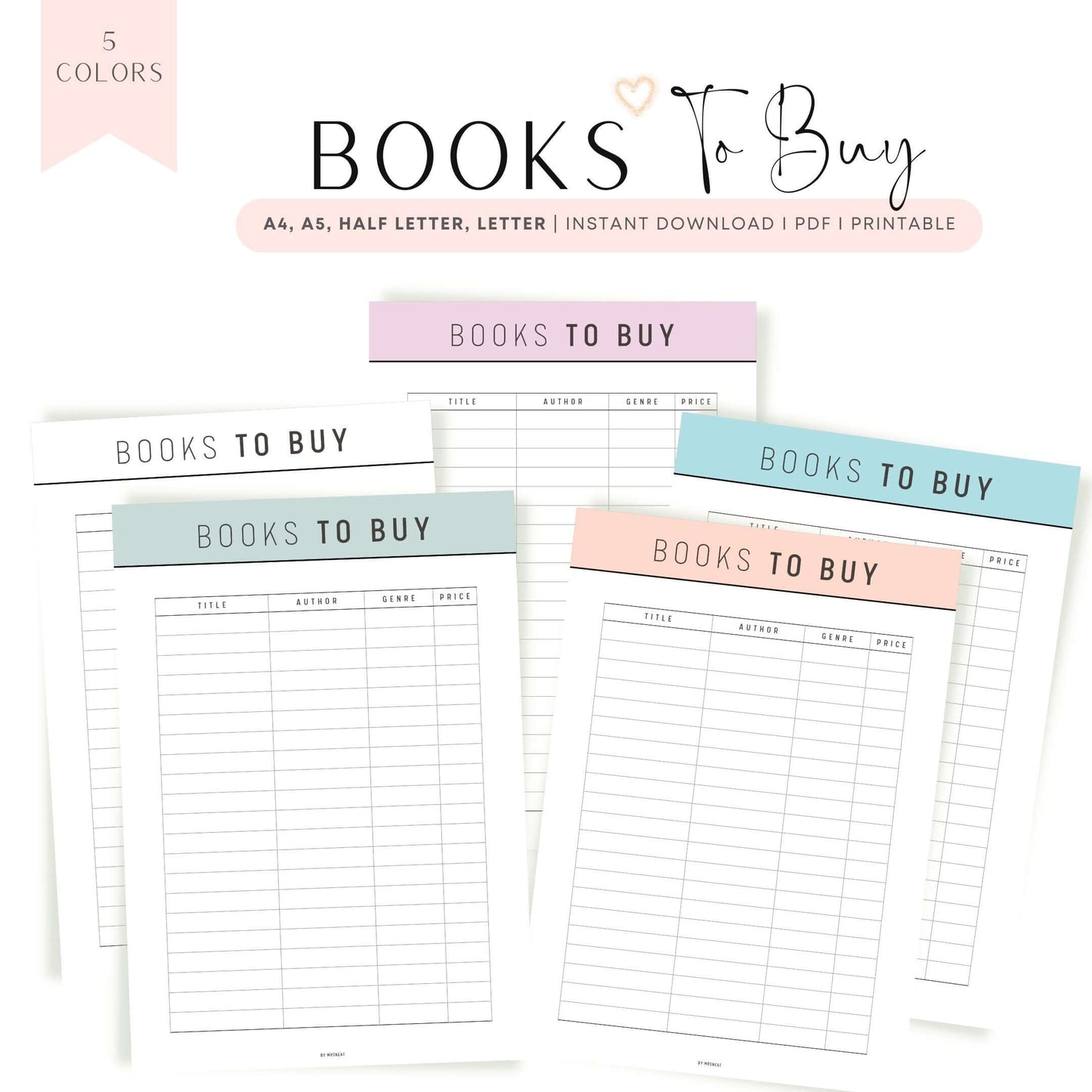 Colorful Books To Buy Template Printable