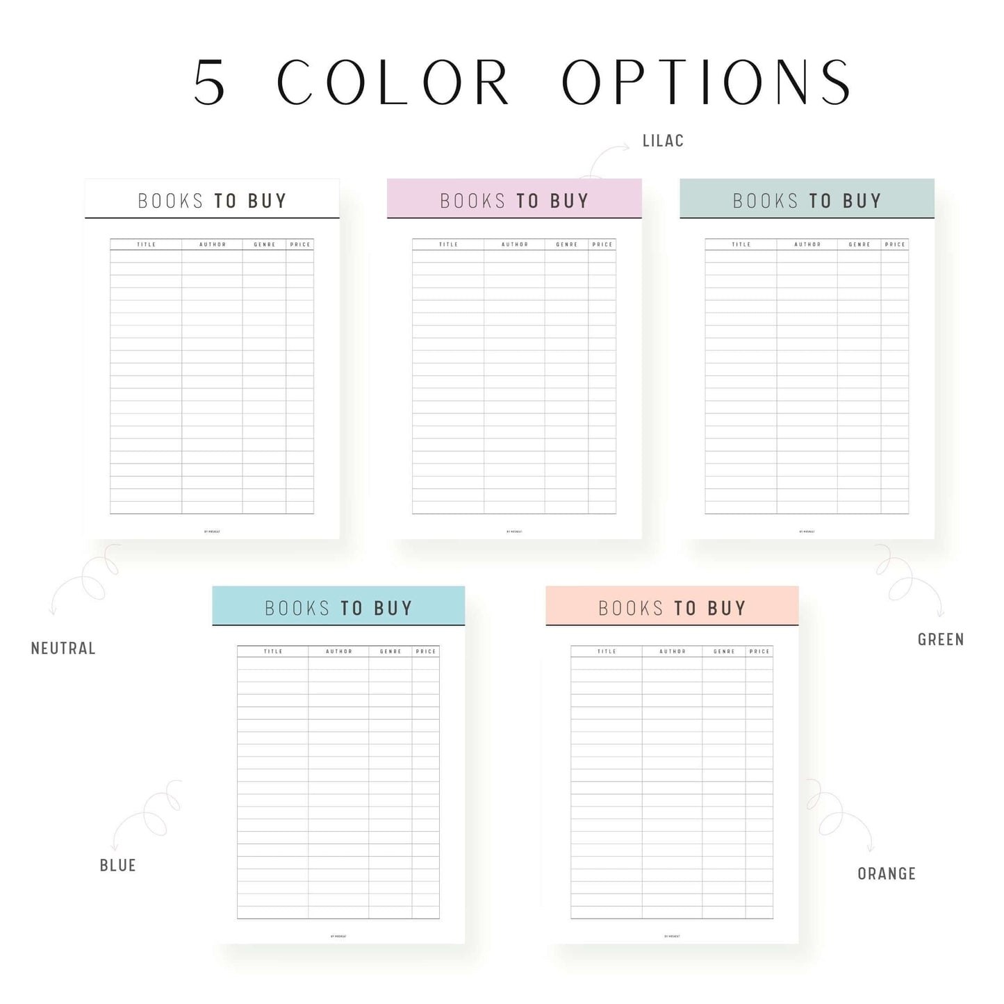Colorful Books To Buy Template Printable