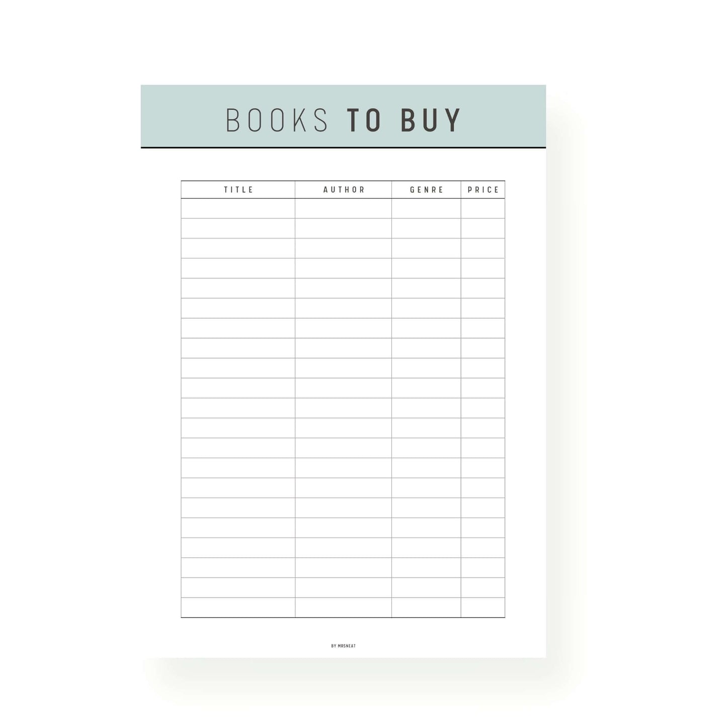 Green Books To Buy Template Printable