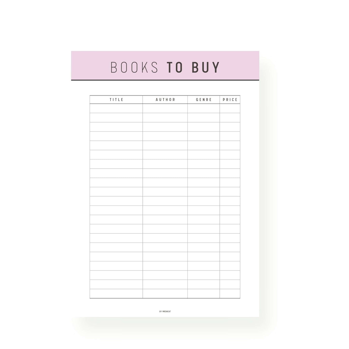 Purple Books To Buy Template Printable